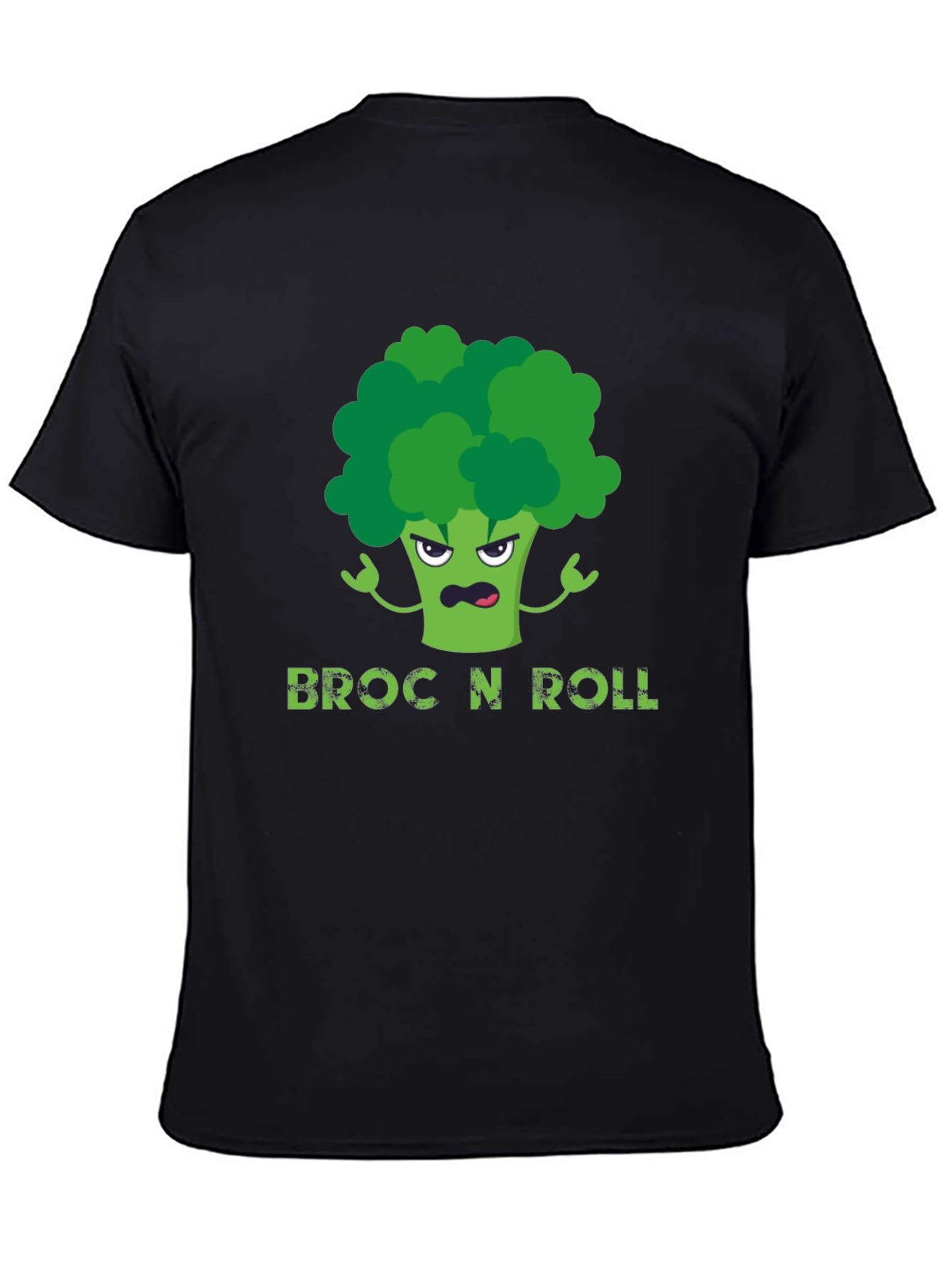 Black Broc N Roll T-Shirt - Funny Broccoli Graphic Tee view 4