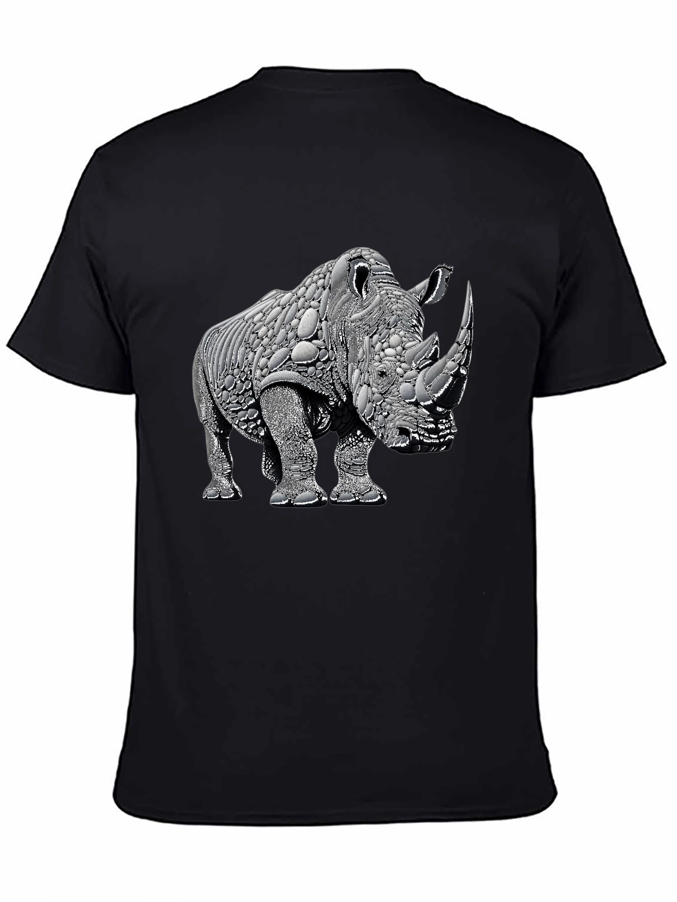 Black Rhinoceros Graphic Tee - Black Cotton view 4