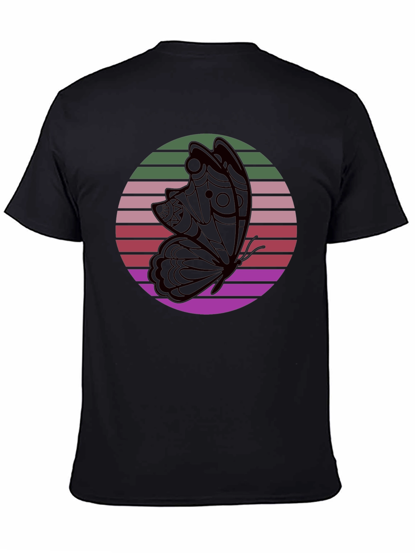 Black Retro Butterfly Black T-Shirt view 4