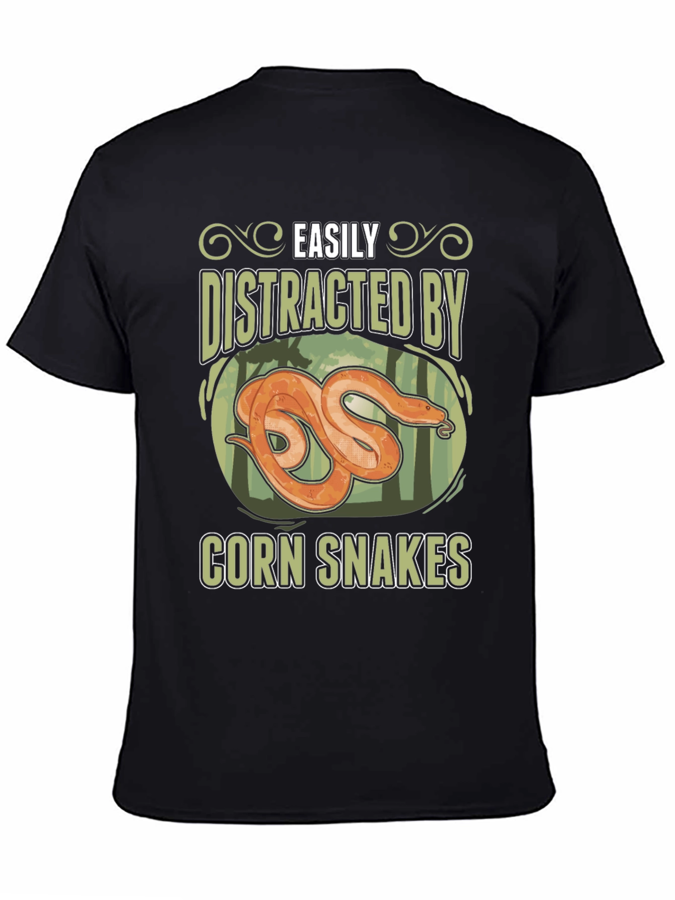 Black Easily Distracted By Corn Snakes Graphic T-Shirt view 4