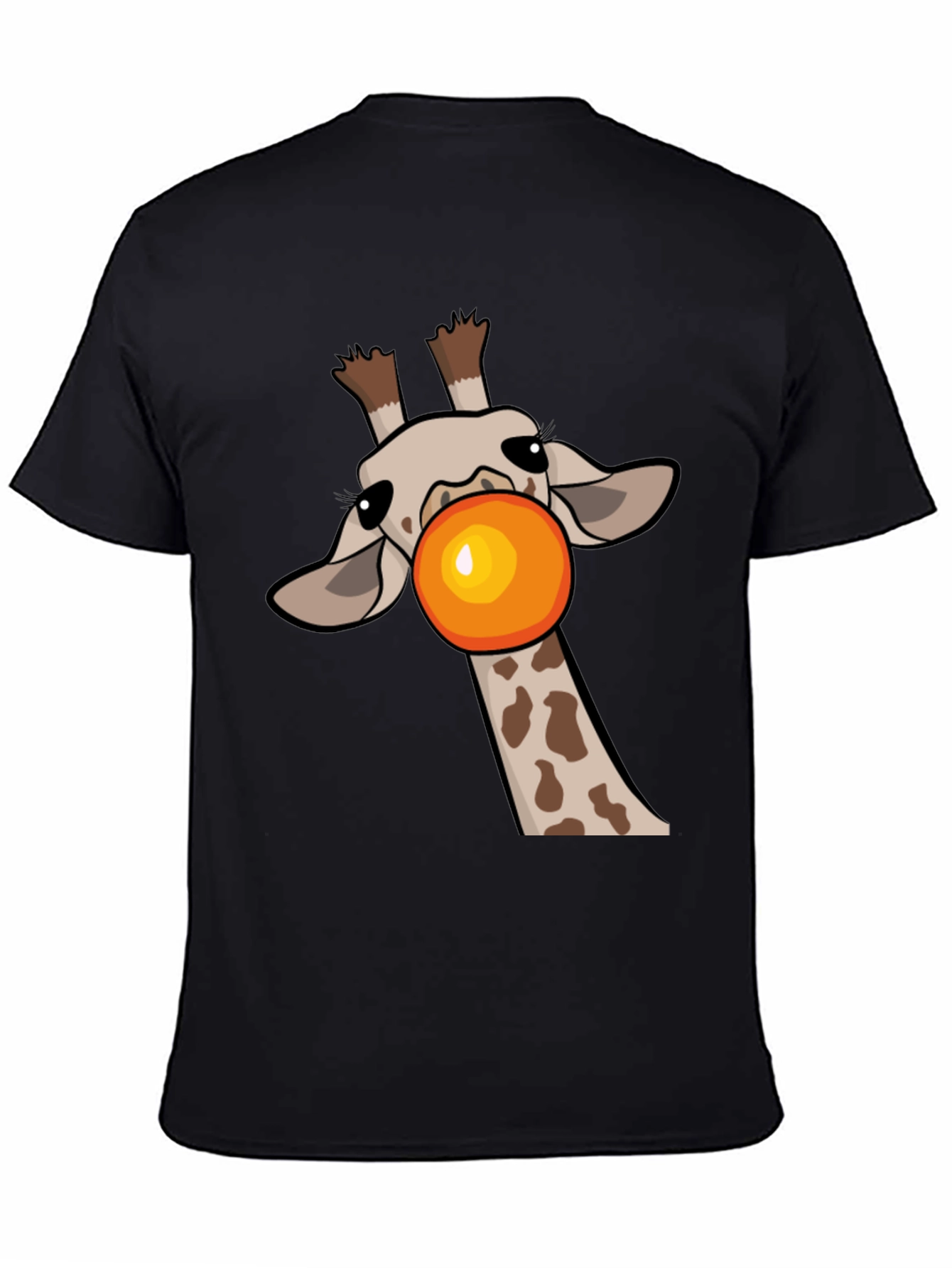 Black Giraffe Bubble Gum Pop Men's Black Graphic Tee view 4