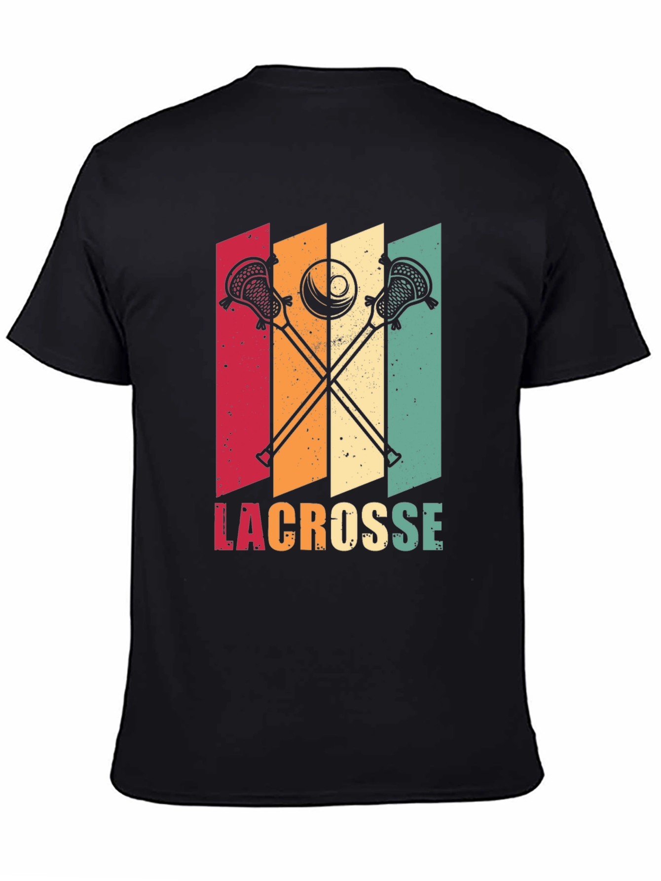 Black Retro Lacrosse T-Shirt - Vintage Style Design view 4