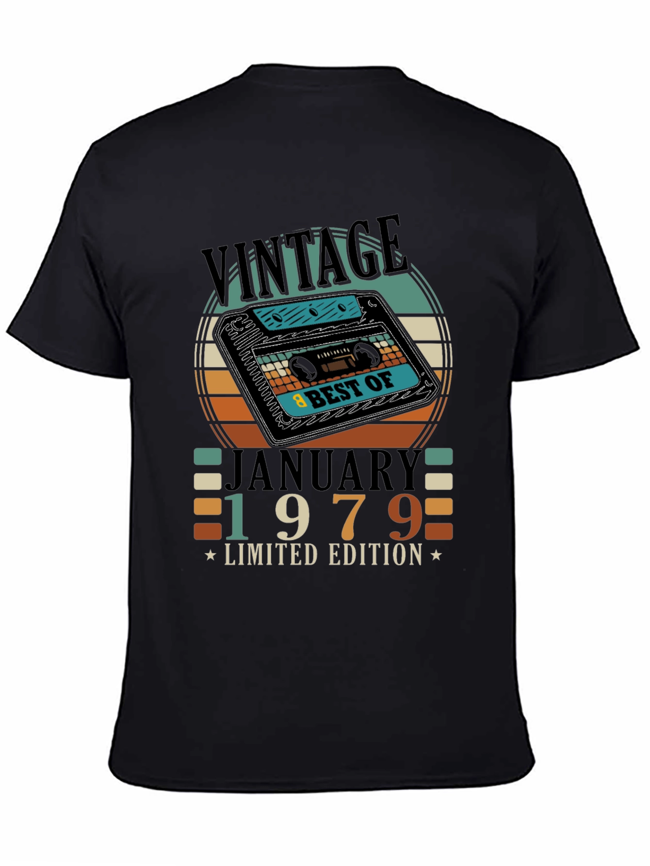 Black Vintage January 1979 Limited Edition Cassette T-Shirt view 4