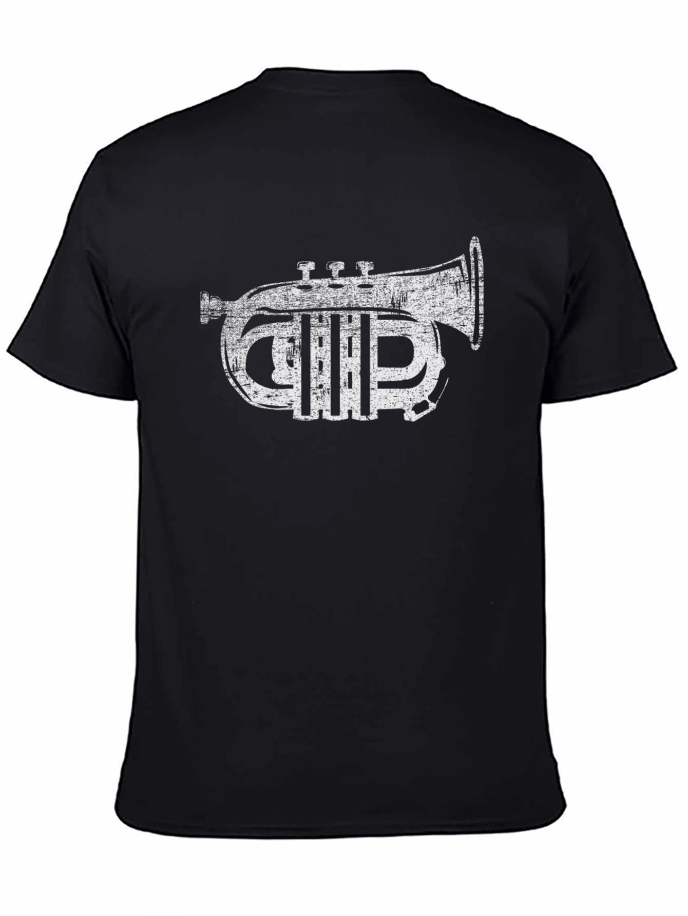 Black Distressed Cornet Graphic T-Shirt - Vintage Style Tee view 4