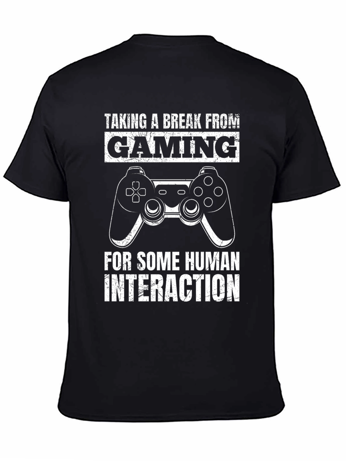 Black Gaming Break T-Shirt - Human Interaction Tee view 4
