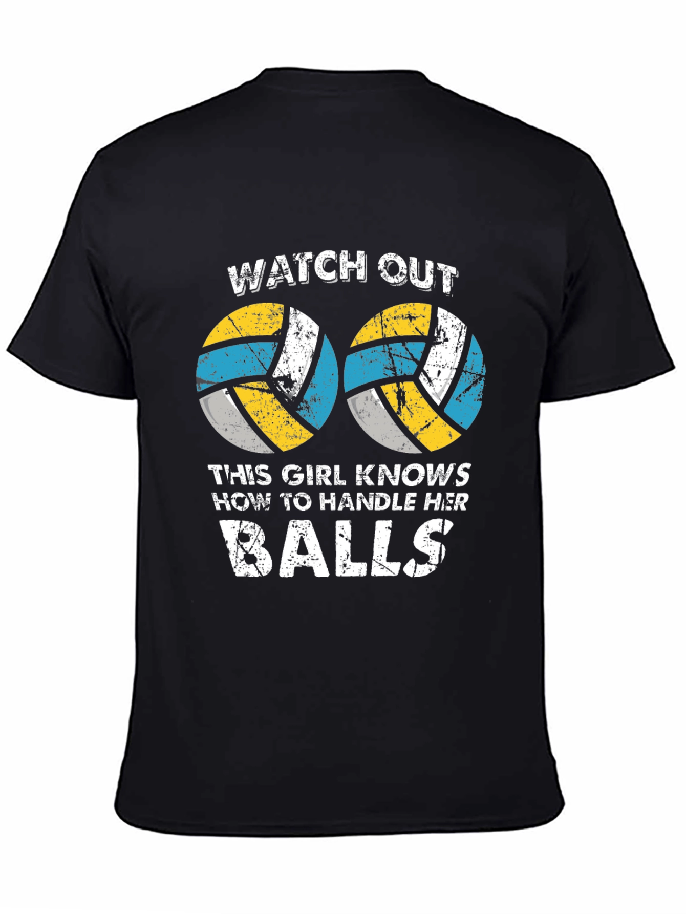 Black Funny Volleyball Graphic T-Shirt view 4