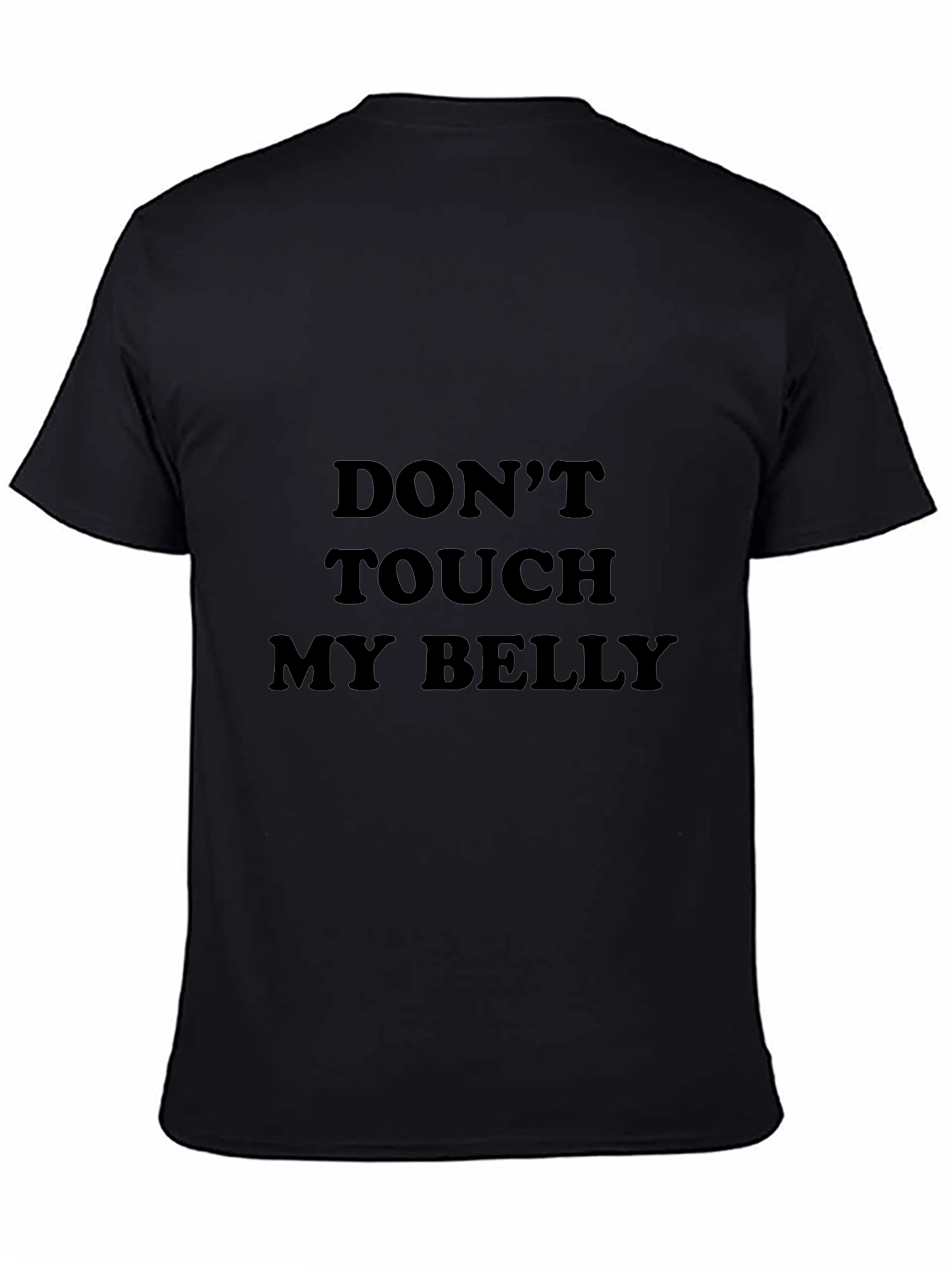 Black Don't Touch My Belly Graphic Tee - Black Cotton T-Shirt view 4