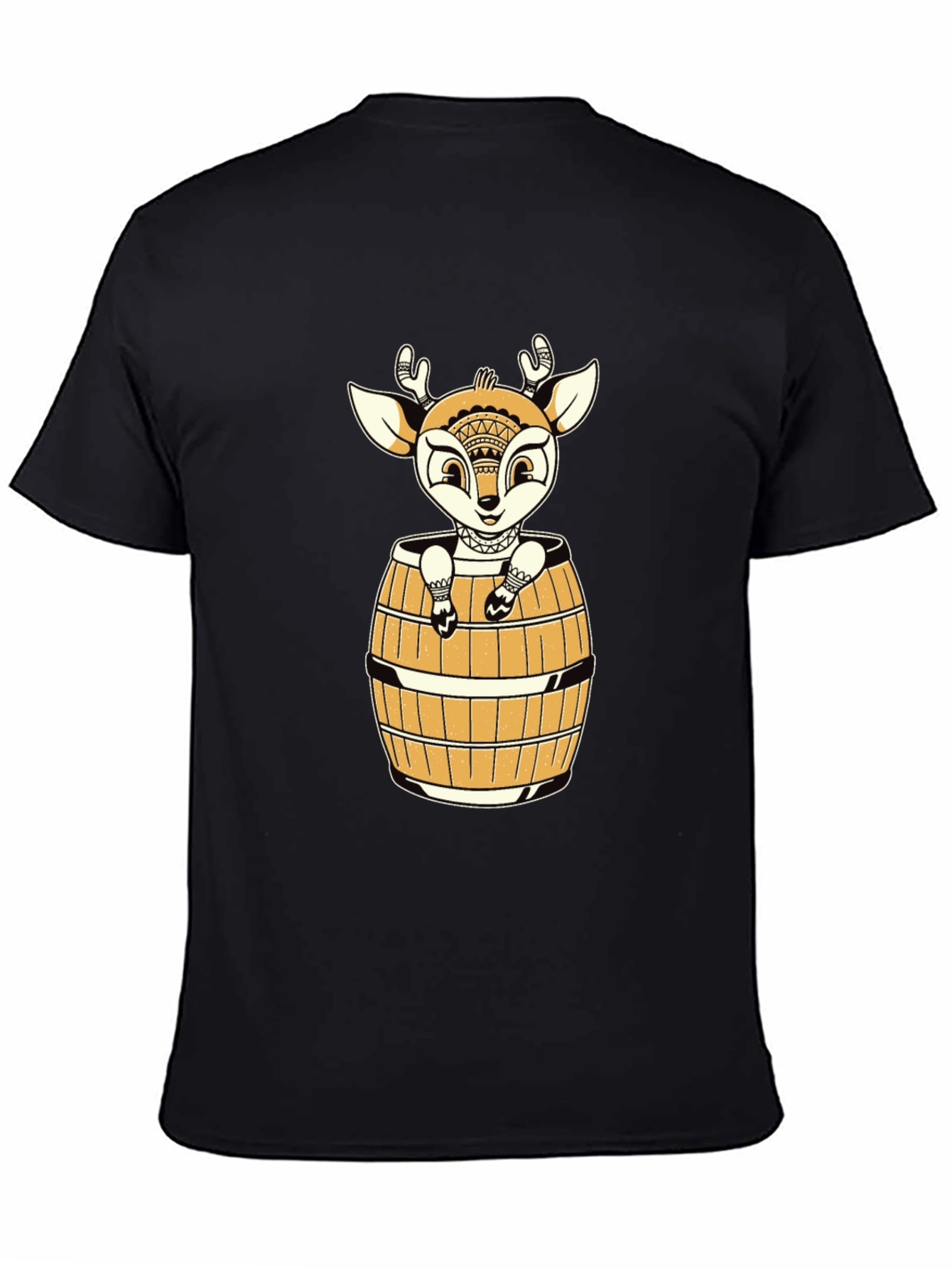 Black Deer in Barrel Graphic Tee - Black view 4