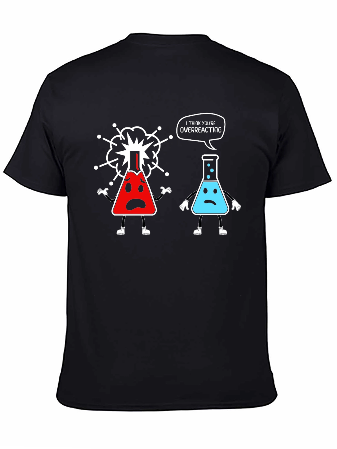 Black Funny Chemistry T-Shirt - Overreacting Science Tee view 4