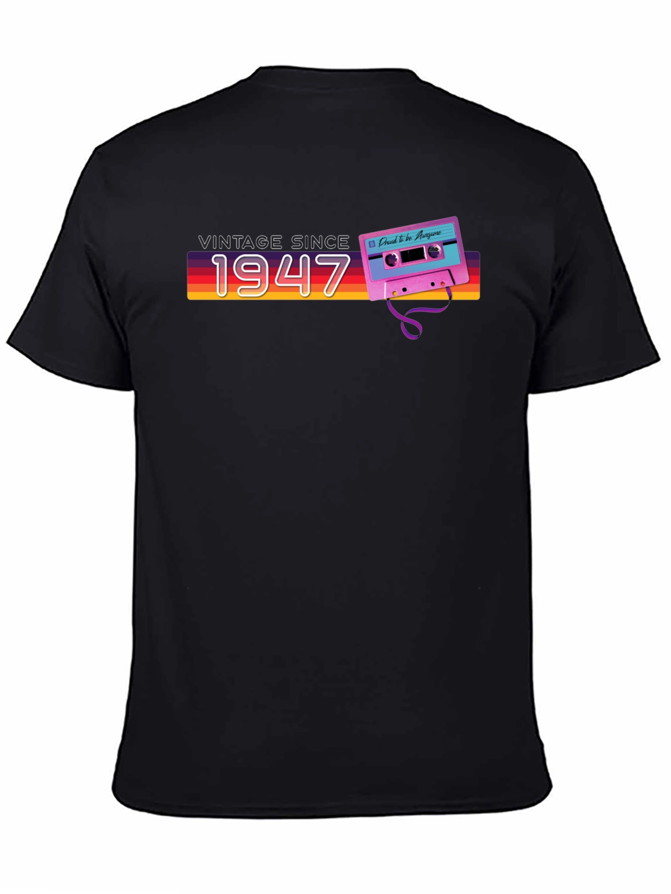 Black Vintage Since 1947 Cassette Graphic T-Shirt view 4