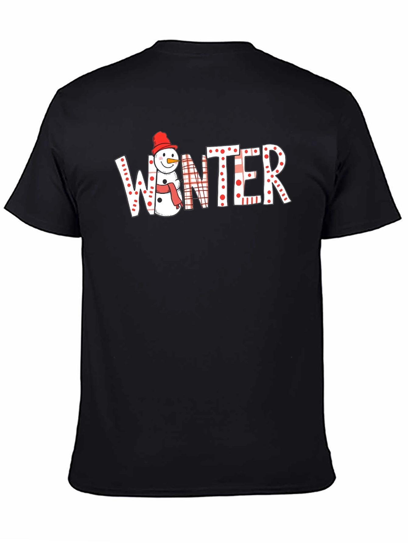 Black Winter Snowman T-Shirt view 4
