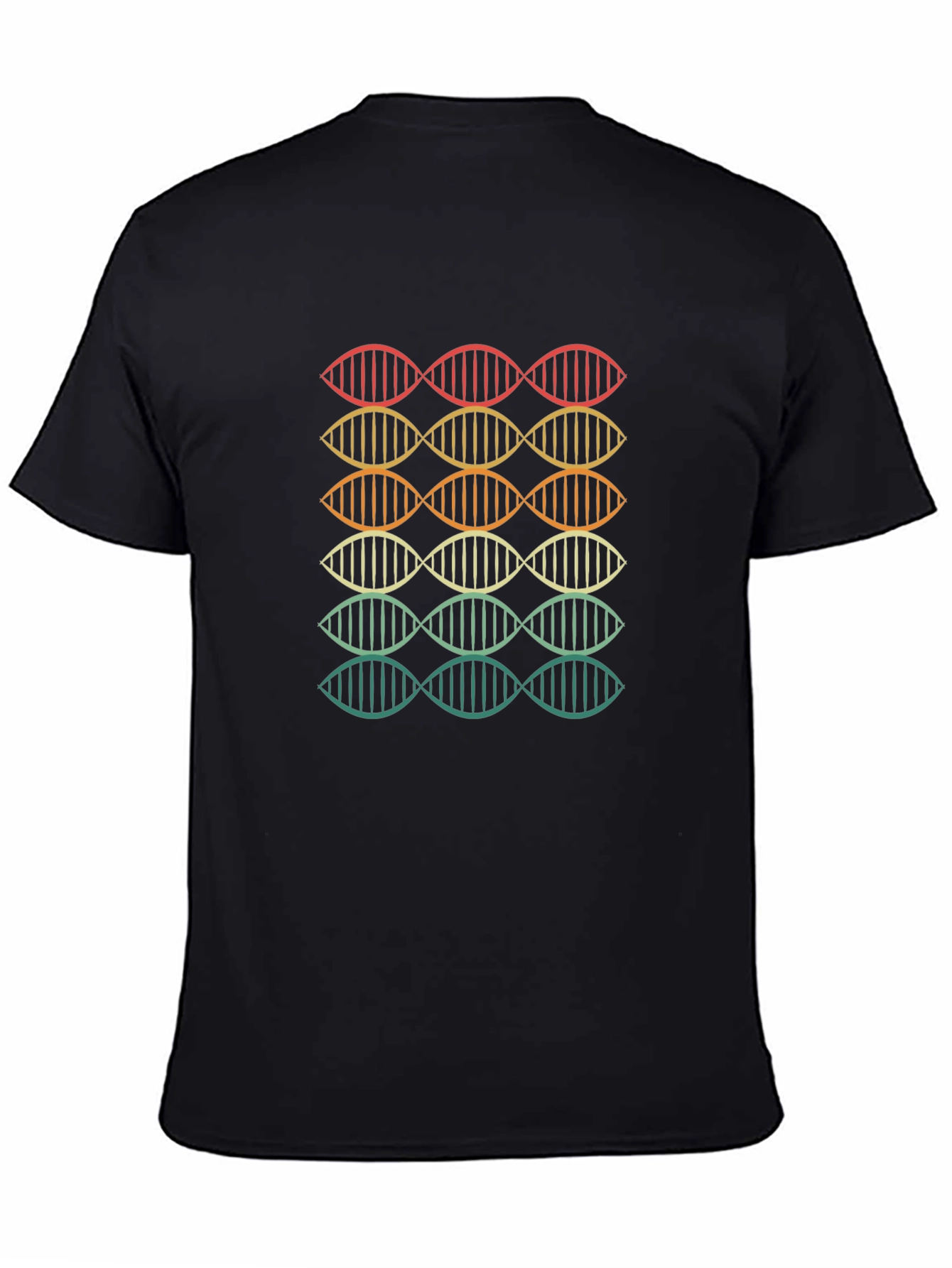 Black Retro DNA Strand Graphic T-Shirt view 4