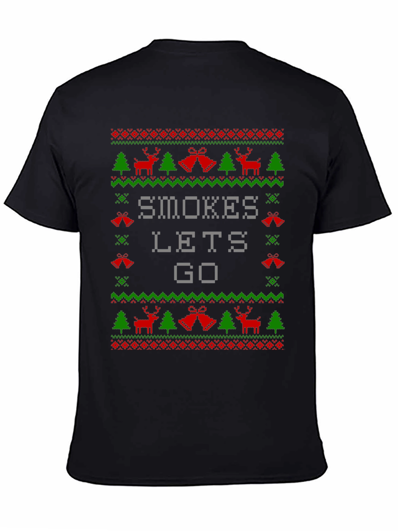 Black Smokes Let's Go Ugly Christmas Sweater T-Shirt view 4