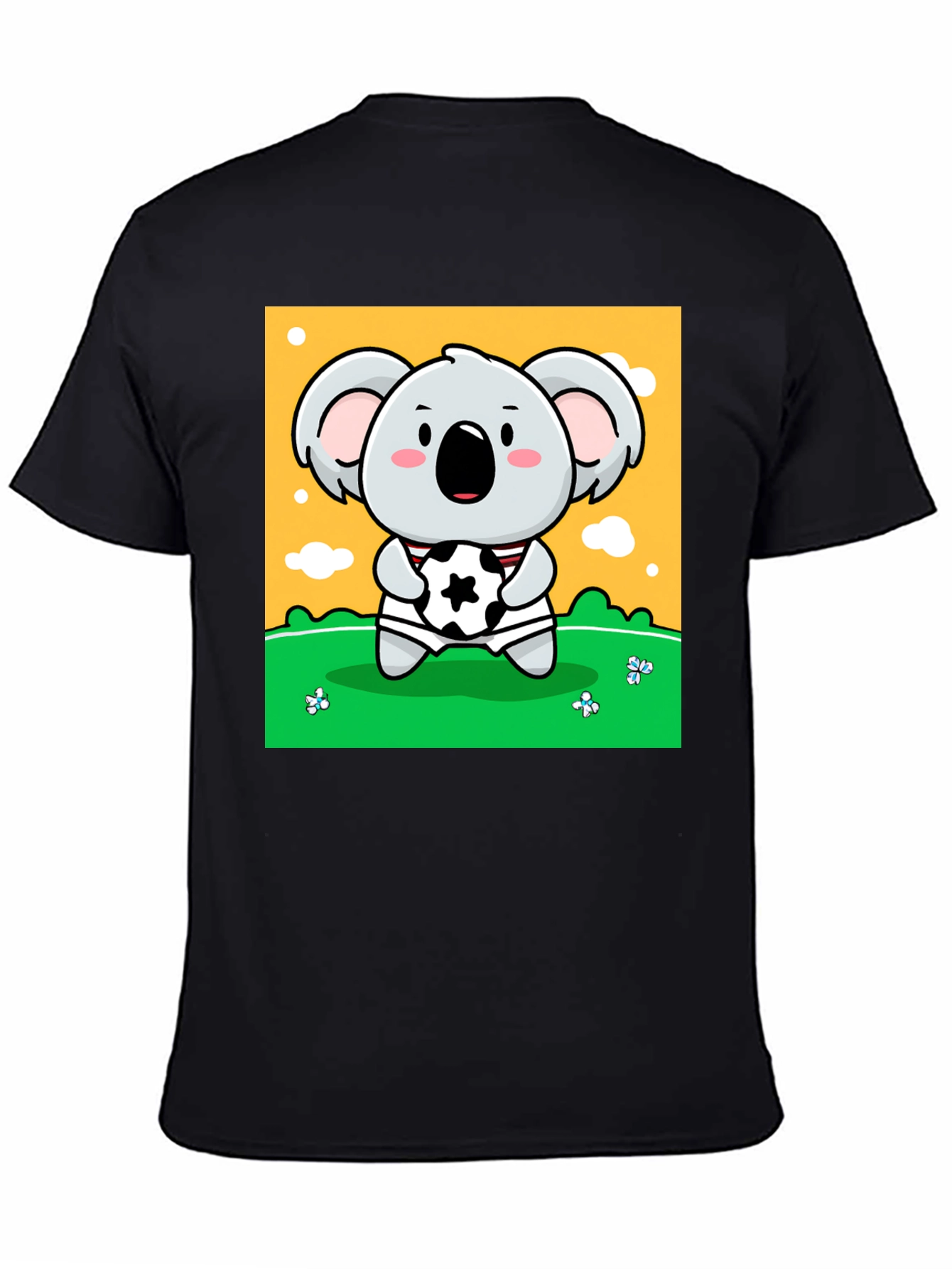 Black Cute Koala Soccer Fan Graphic Tee view 4