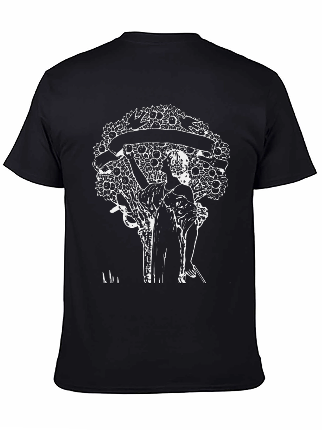 Black Nature Inspired Graphic T-Shirt view 4