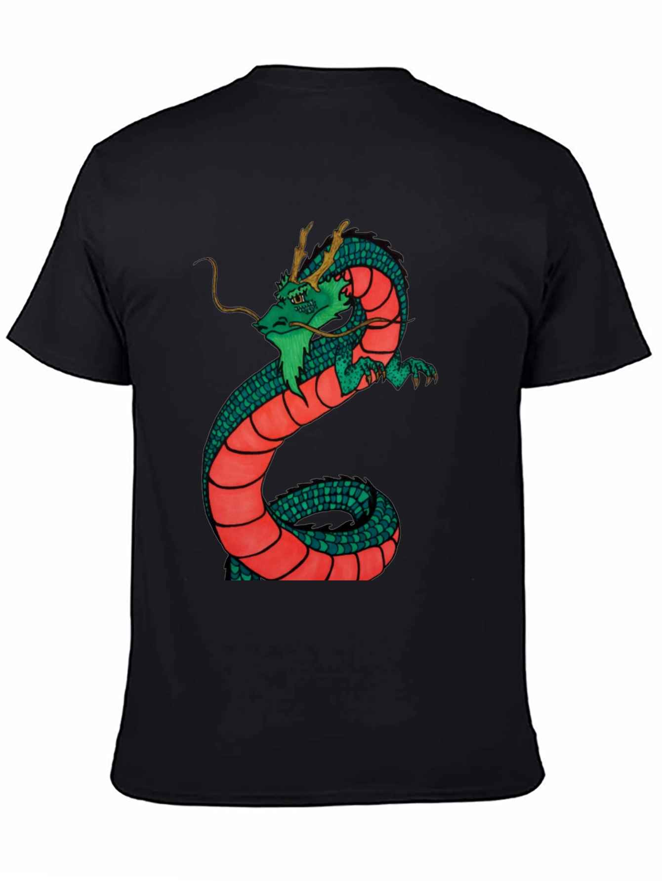 Black Dragon Graphic Tee - Black Cotton Blend Shirt view 4
