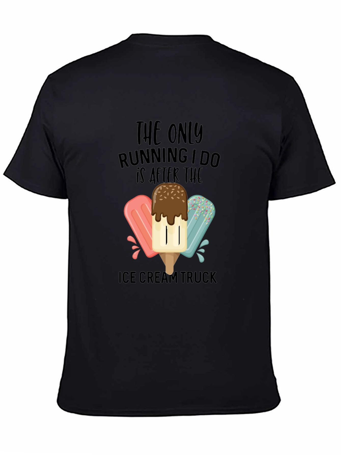 Black Ice Cream Truck Running T-Shirt view 4