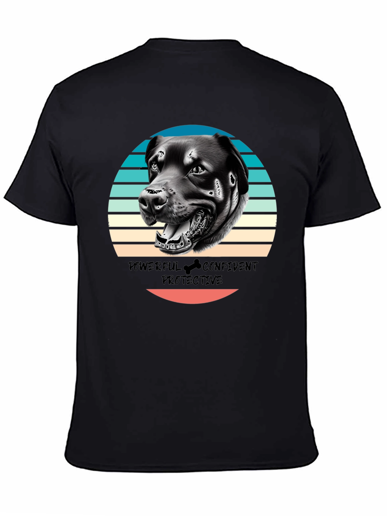 Black Dog Graphic Tee - Powerful Confident Protective Rottweiler T-Shirt view 4