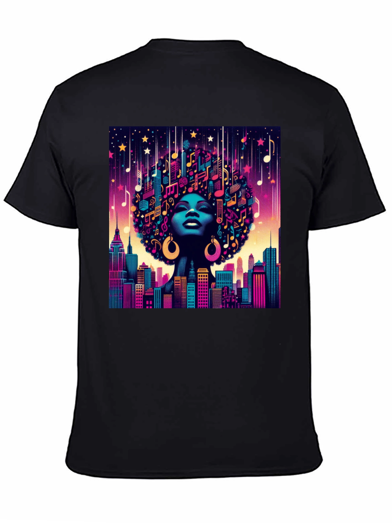 Black Musical Cityscape Graphic Tee - Afro Art view 4