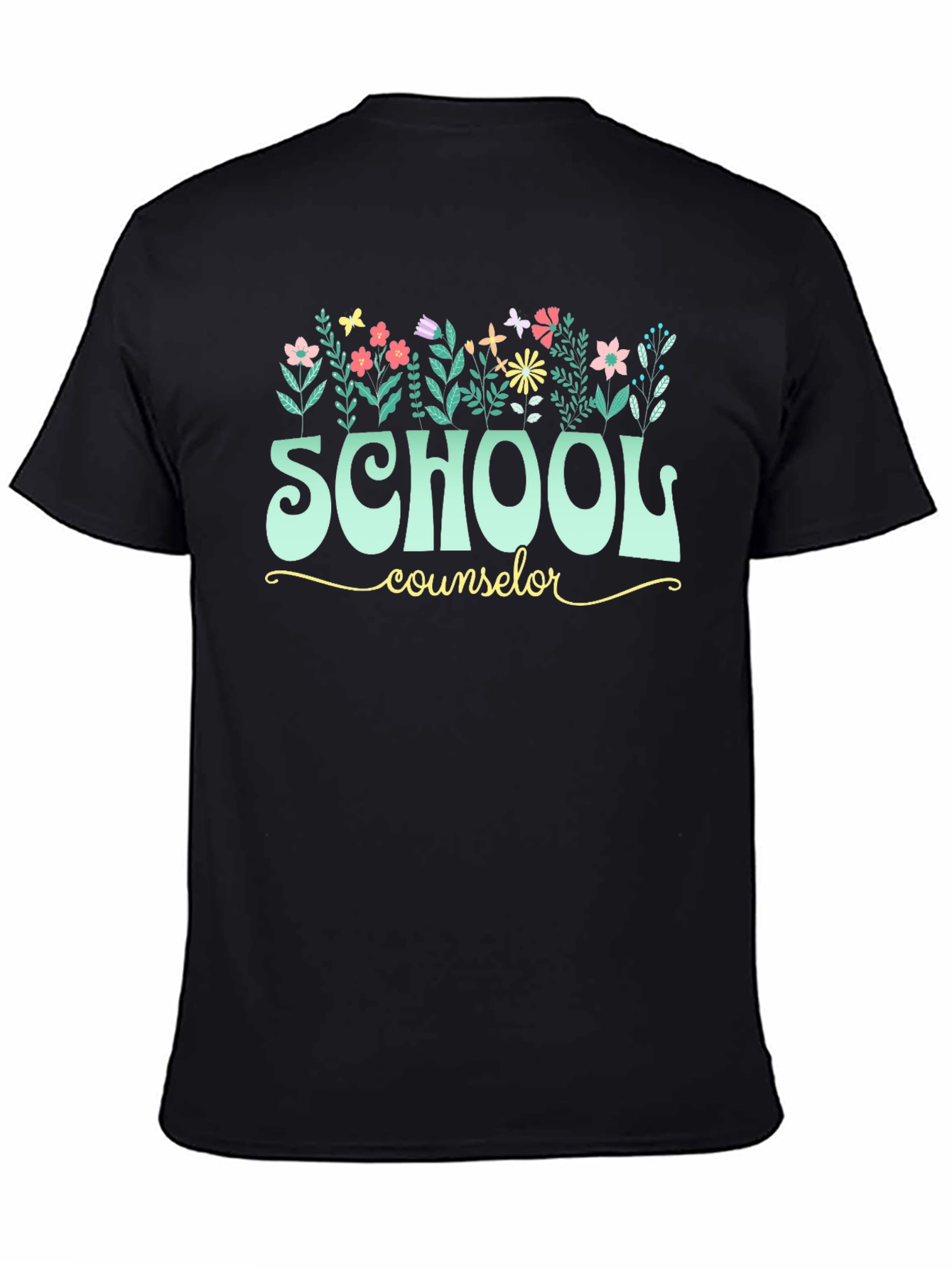 Black School Counselor Floral T-Shirt view 4
