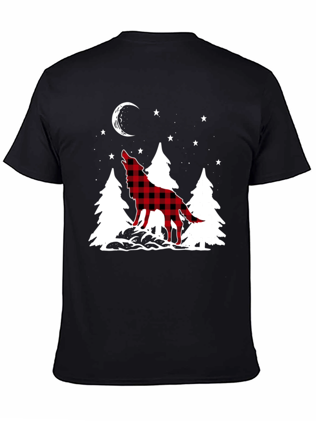 Black Buffalo Plaid Wolf Graphic Tee view 4