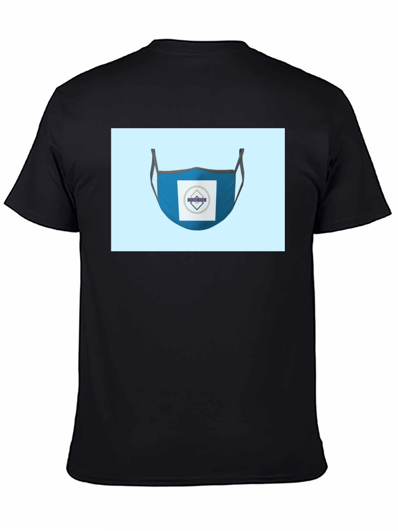 Black Stylish Blue Face Mask T-Shirt view 4