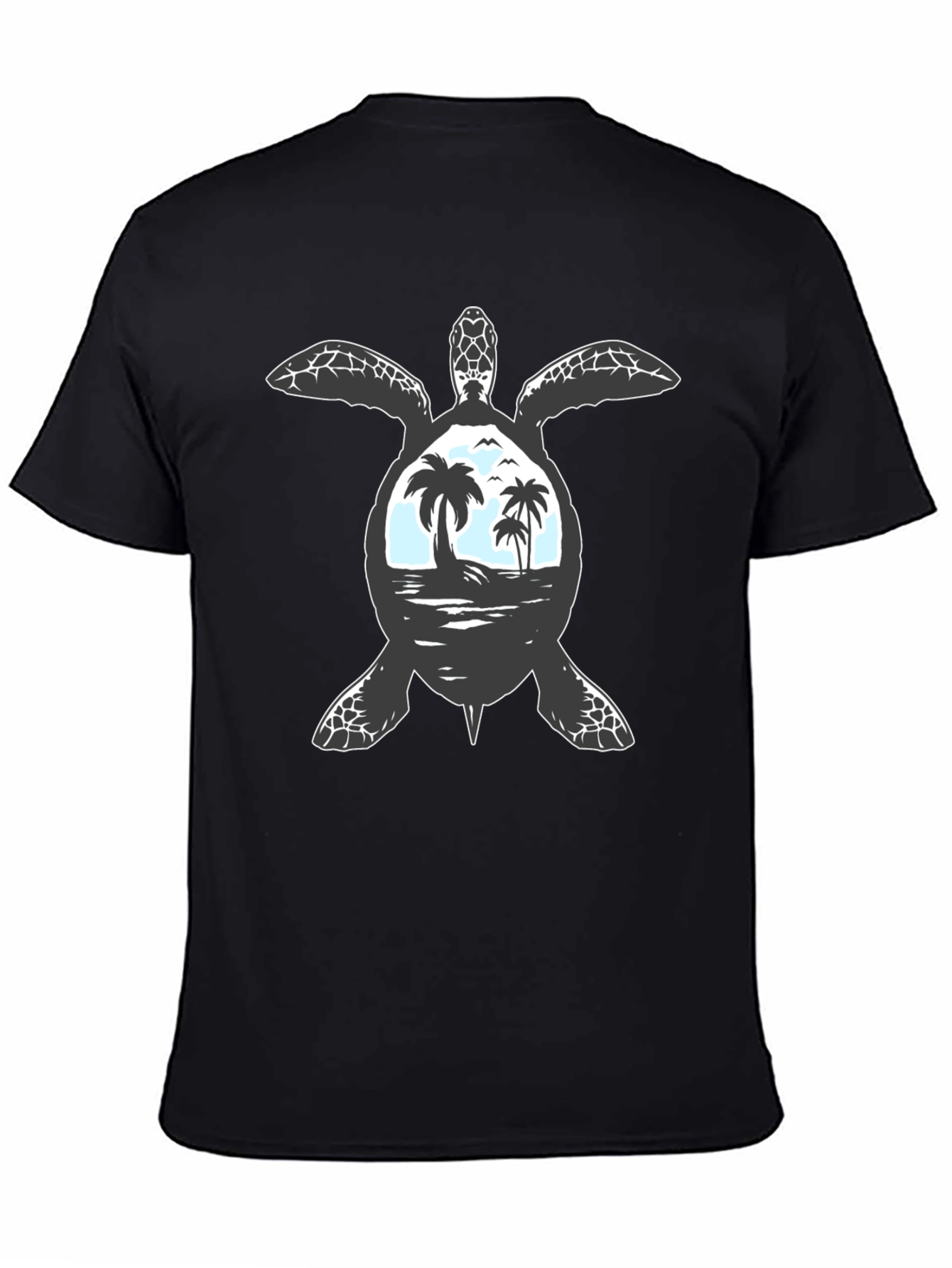 Black Sea Turtle Beach Scene T-Shirt view 4