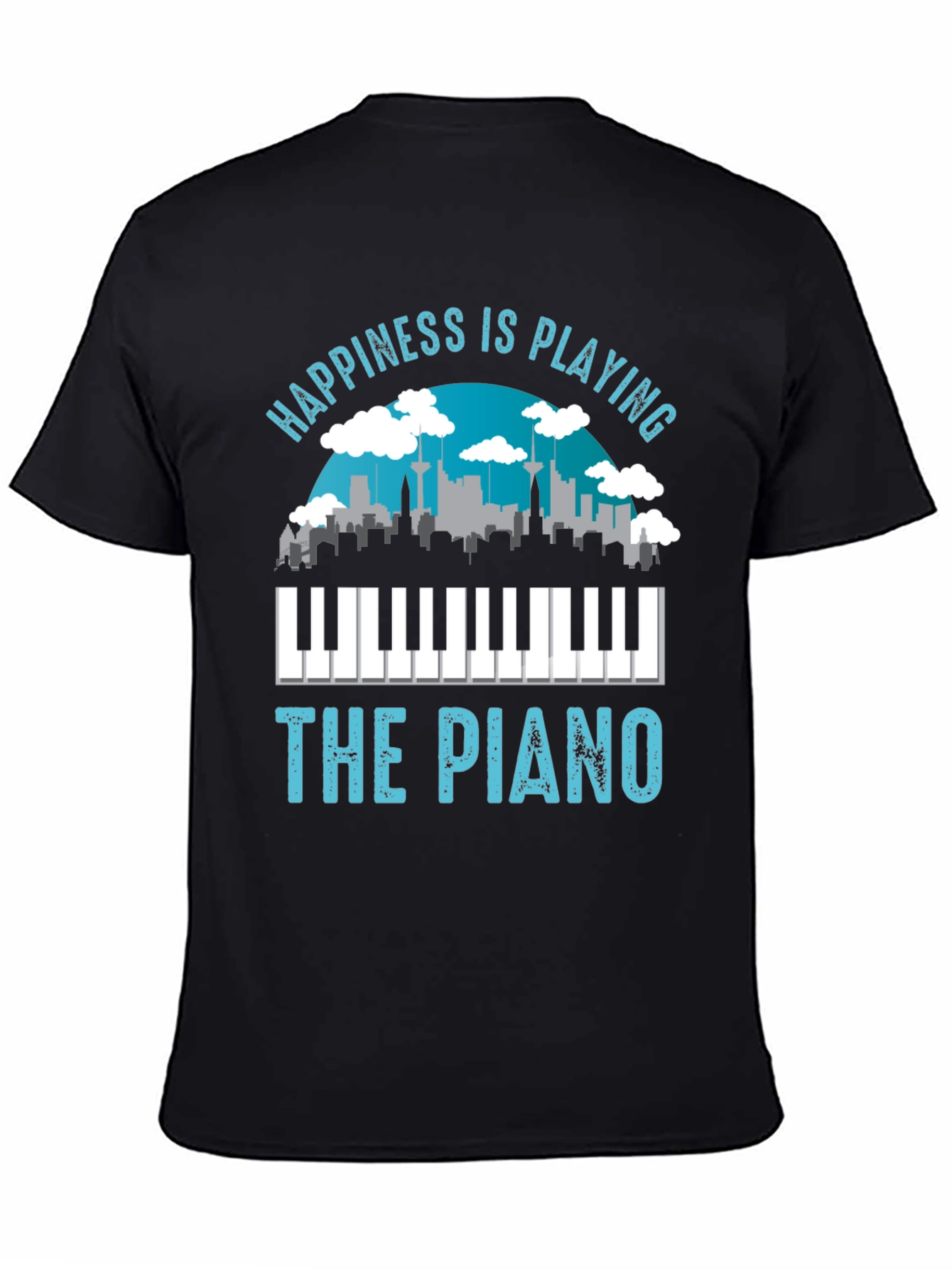 Black Happiness is Playing the Piano T-Shirt view 4