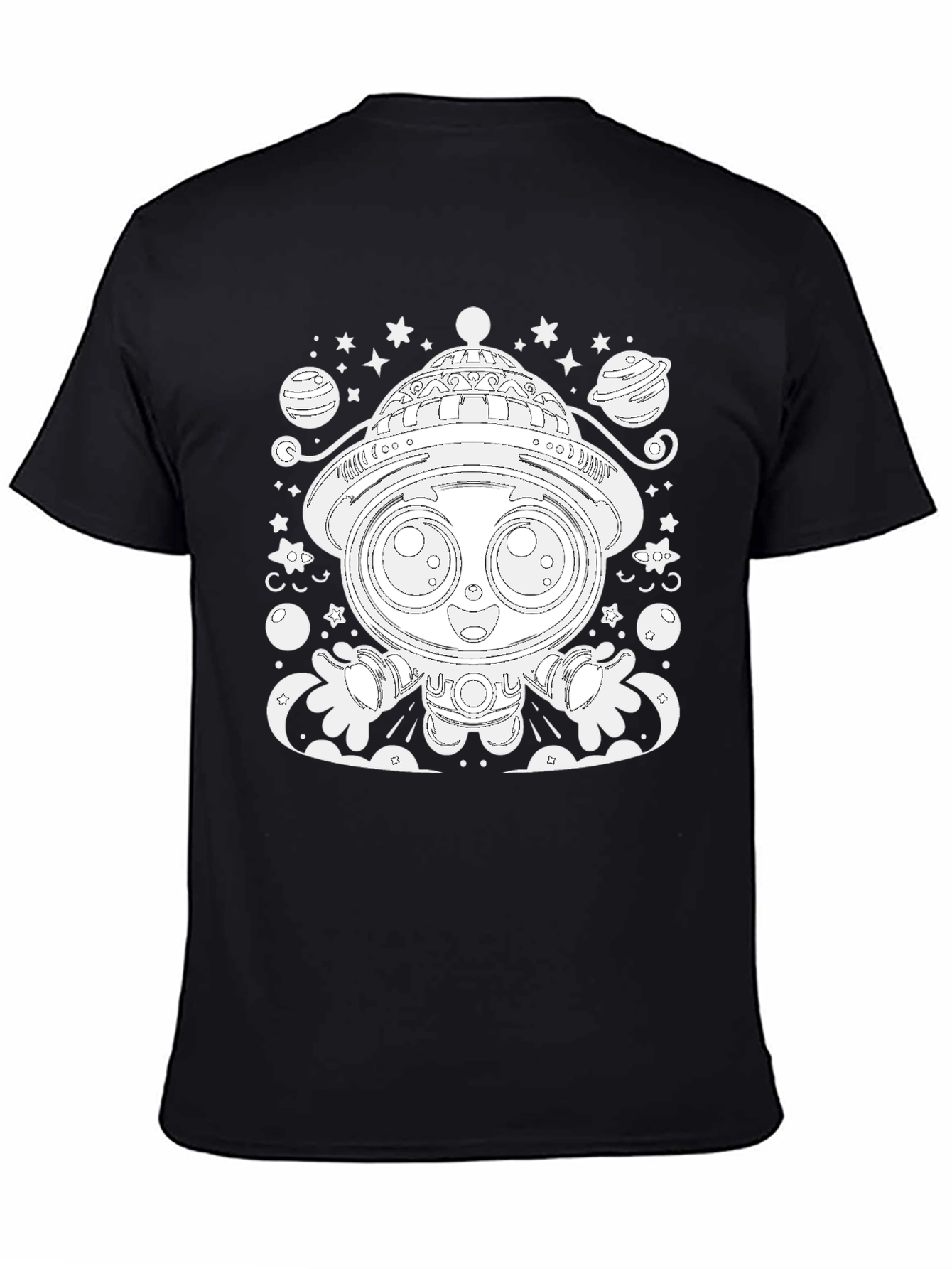 Black Cute Astronaut Graphic Tee view 4