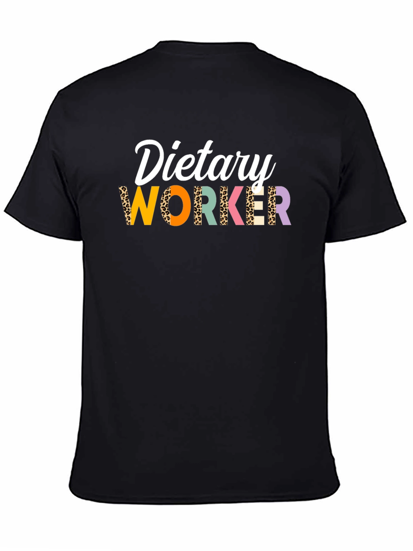 Black Dietary Worker Leopard Print T-Shirt view 4