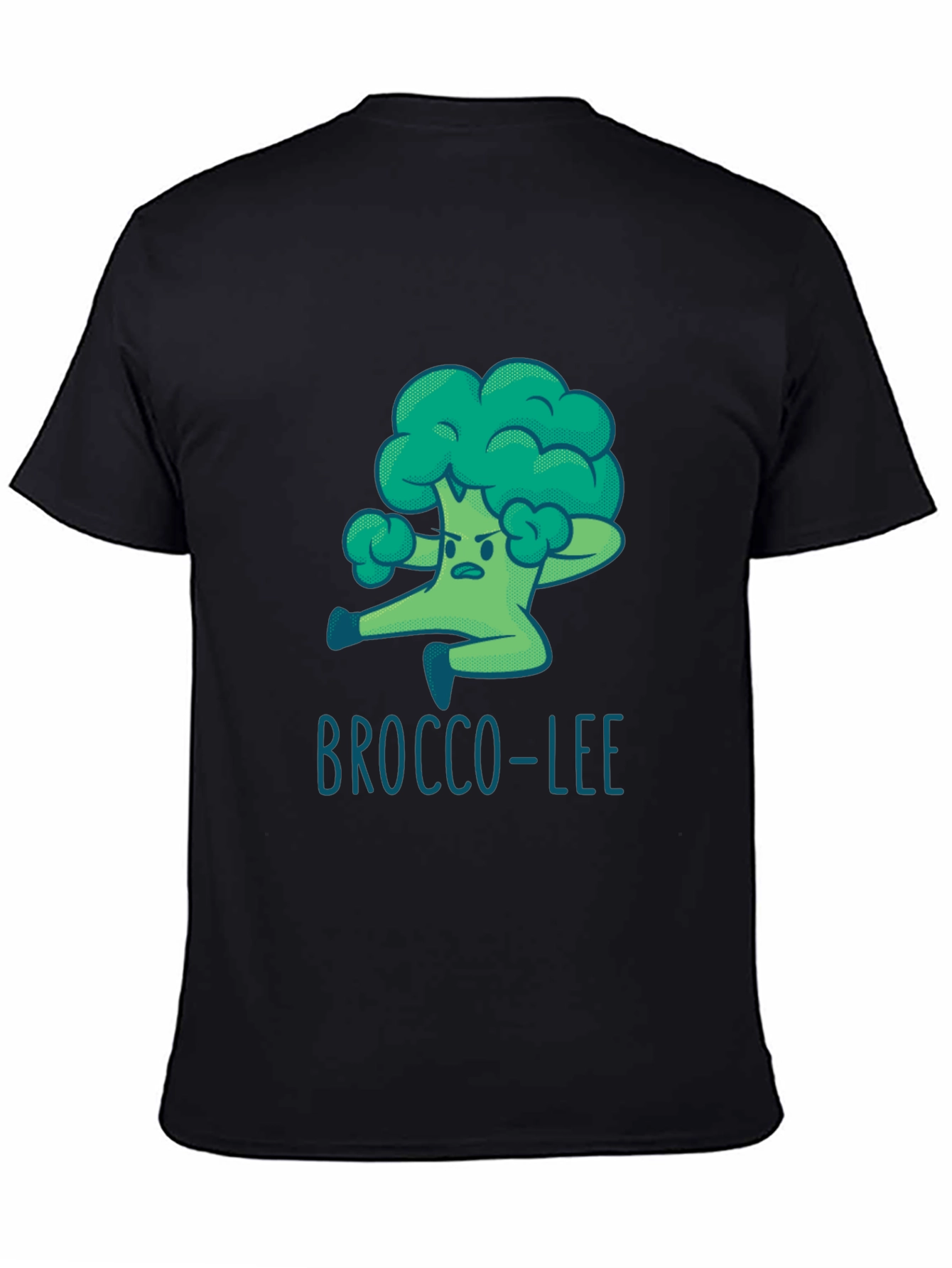 Black Brocco-Lee T-Shirt - Funny Cartoon Broccoli Martial Arts Tee view 4
