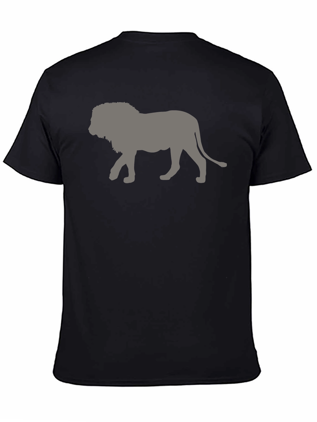 Black Lion Silhouette Men's Black T-Shirt view 4