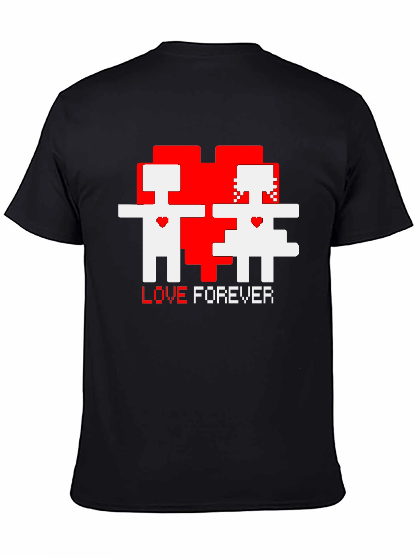 Black Pixel Love Forever Black T-Shirt view 4