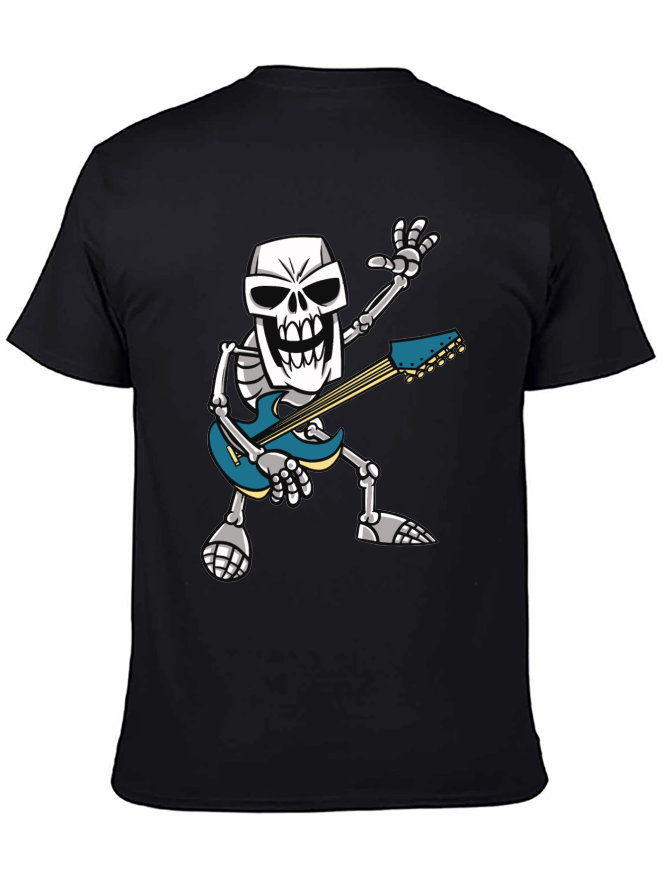 Black Skeleton Guitarist Graphic T-Shirt - Rock Out in Style! view 4