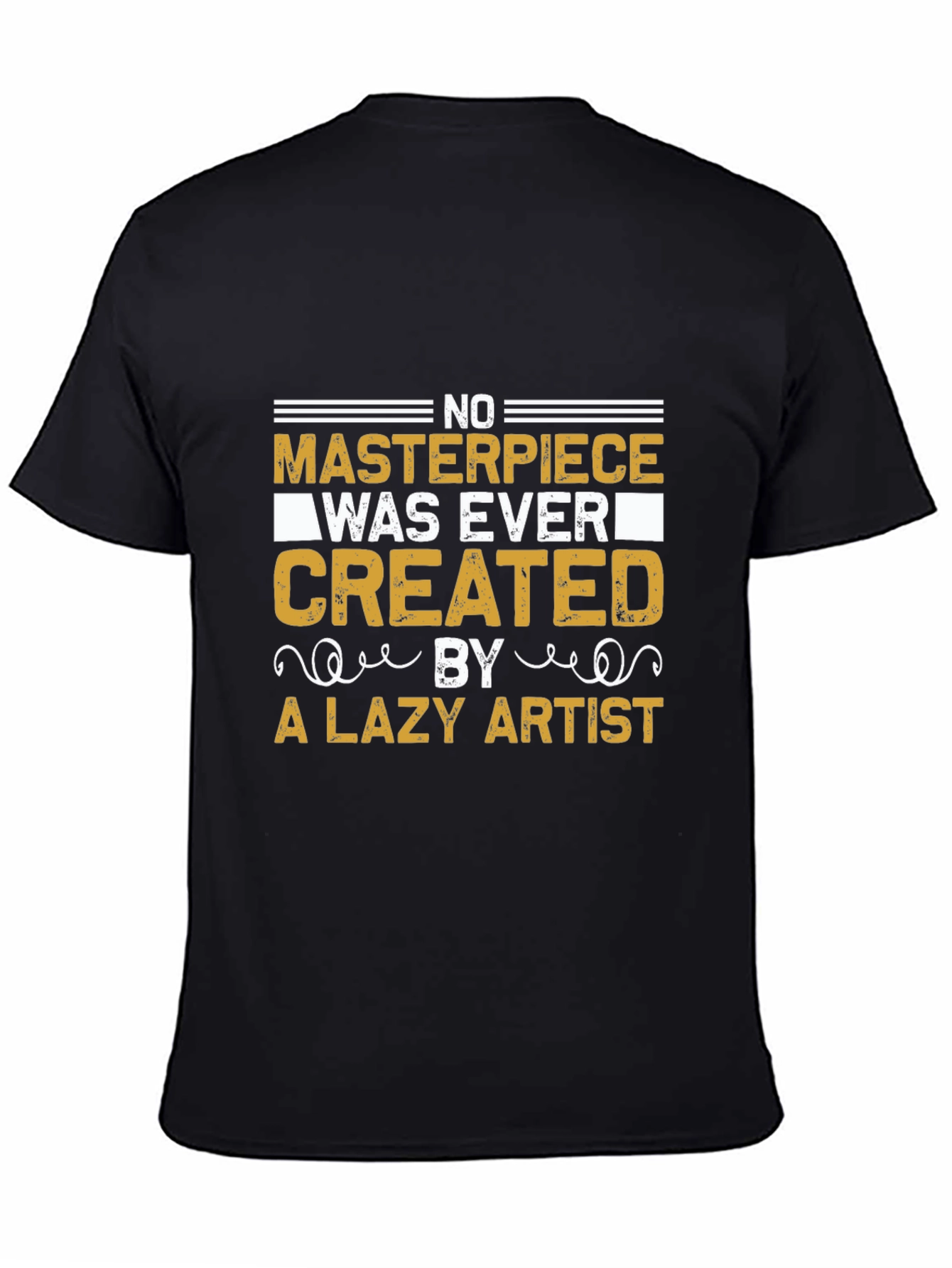 Black No Masterpiece Lazy Artist Graphic T-Shirt view 4
