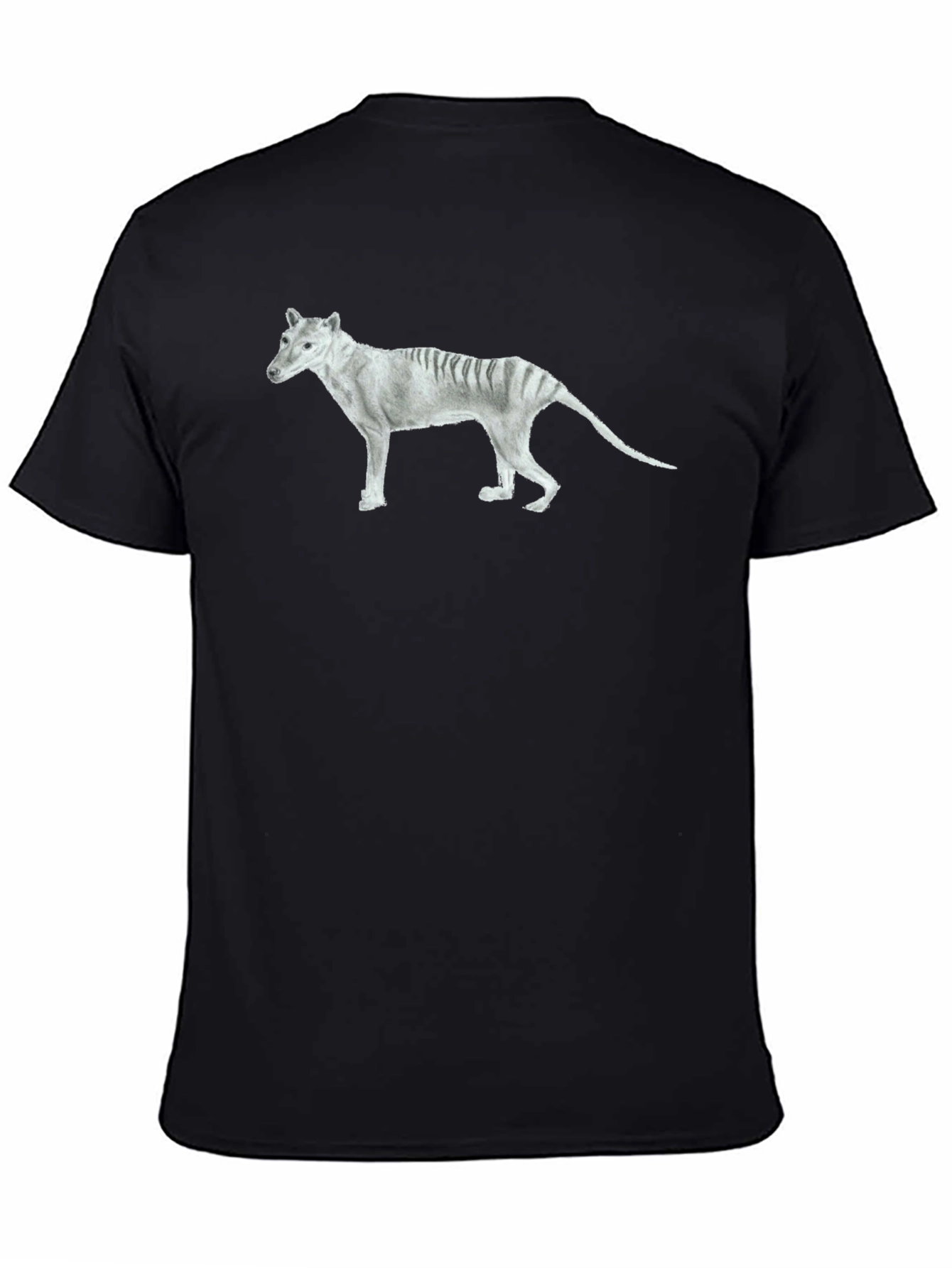 Black Tasmanian Tiger Graphic Tee - Extinct Animal T-Shirt view 4