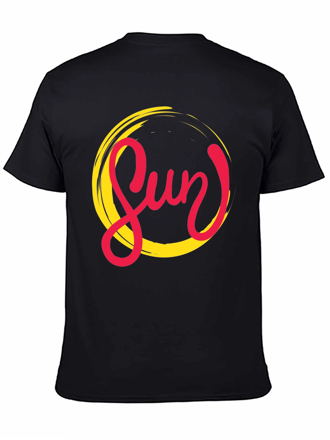 Black Stylish Sun Graphic Black T-Shirt for Men view 4