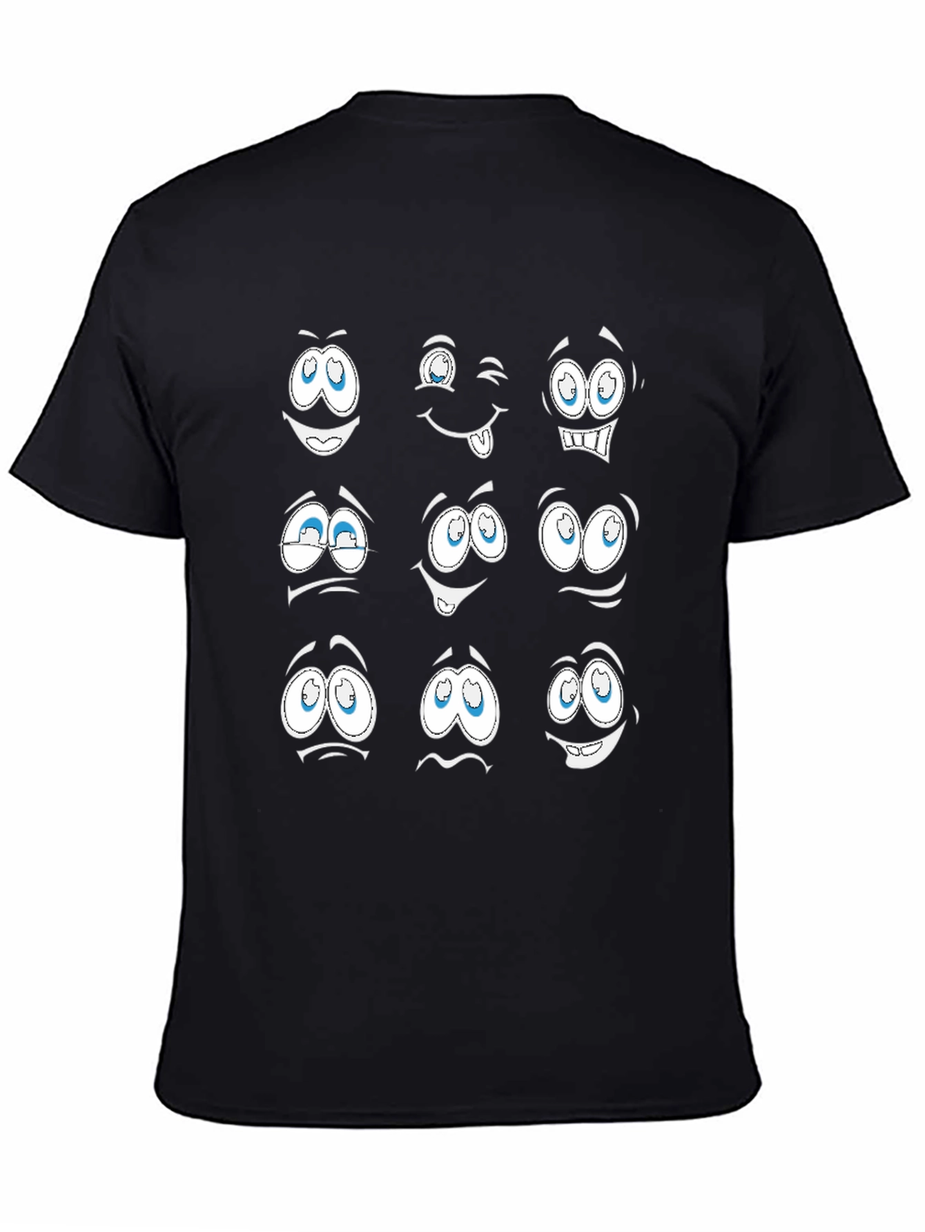 Black Expressive Cartoon Face T-Shirt view 4