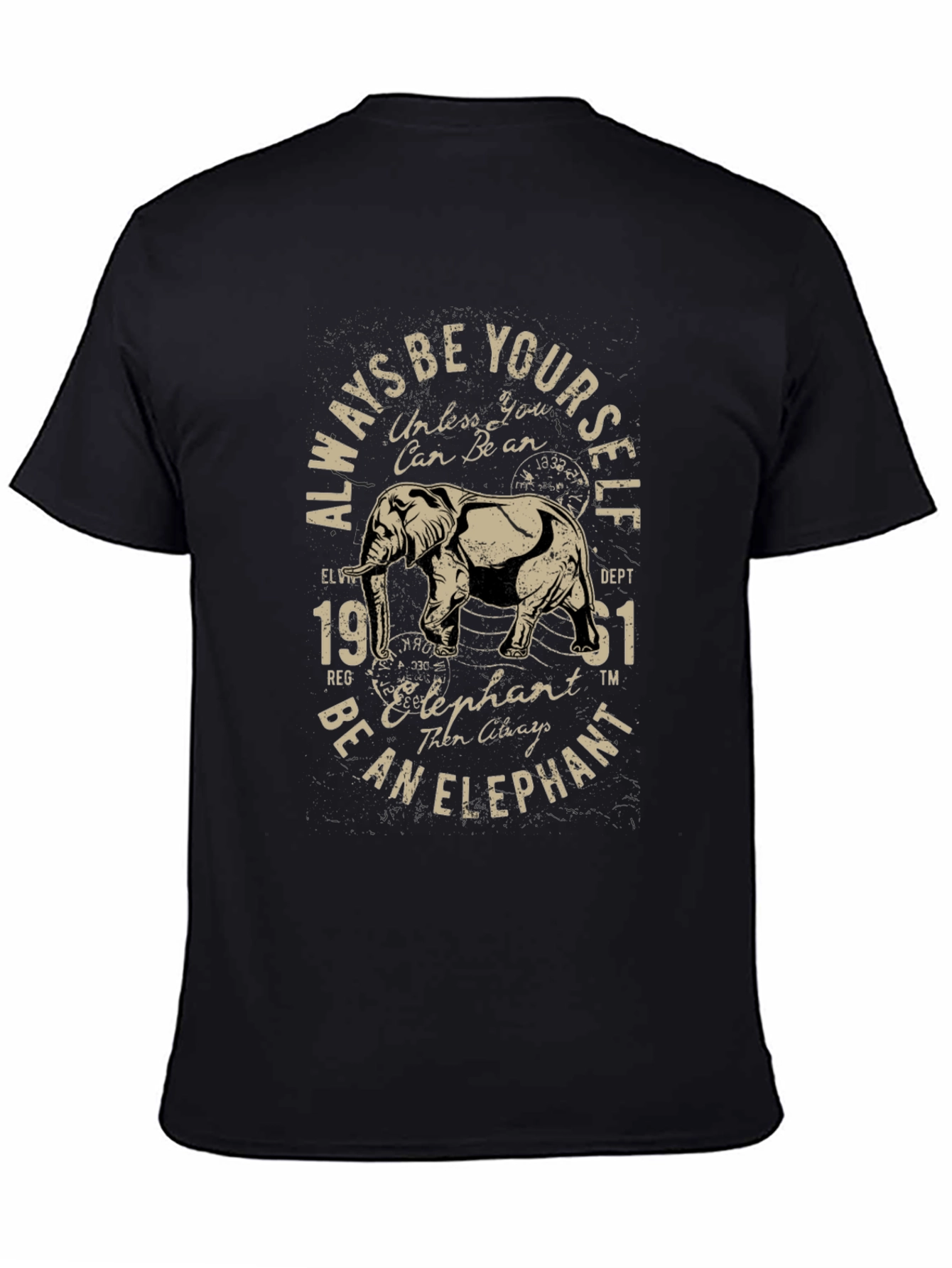 Black Always Be Yourself Elephant Graphic Tee view 4