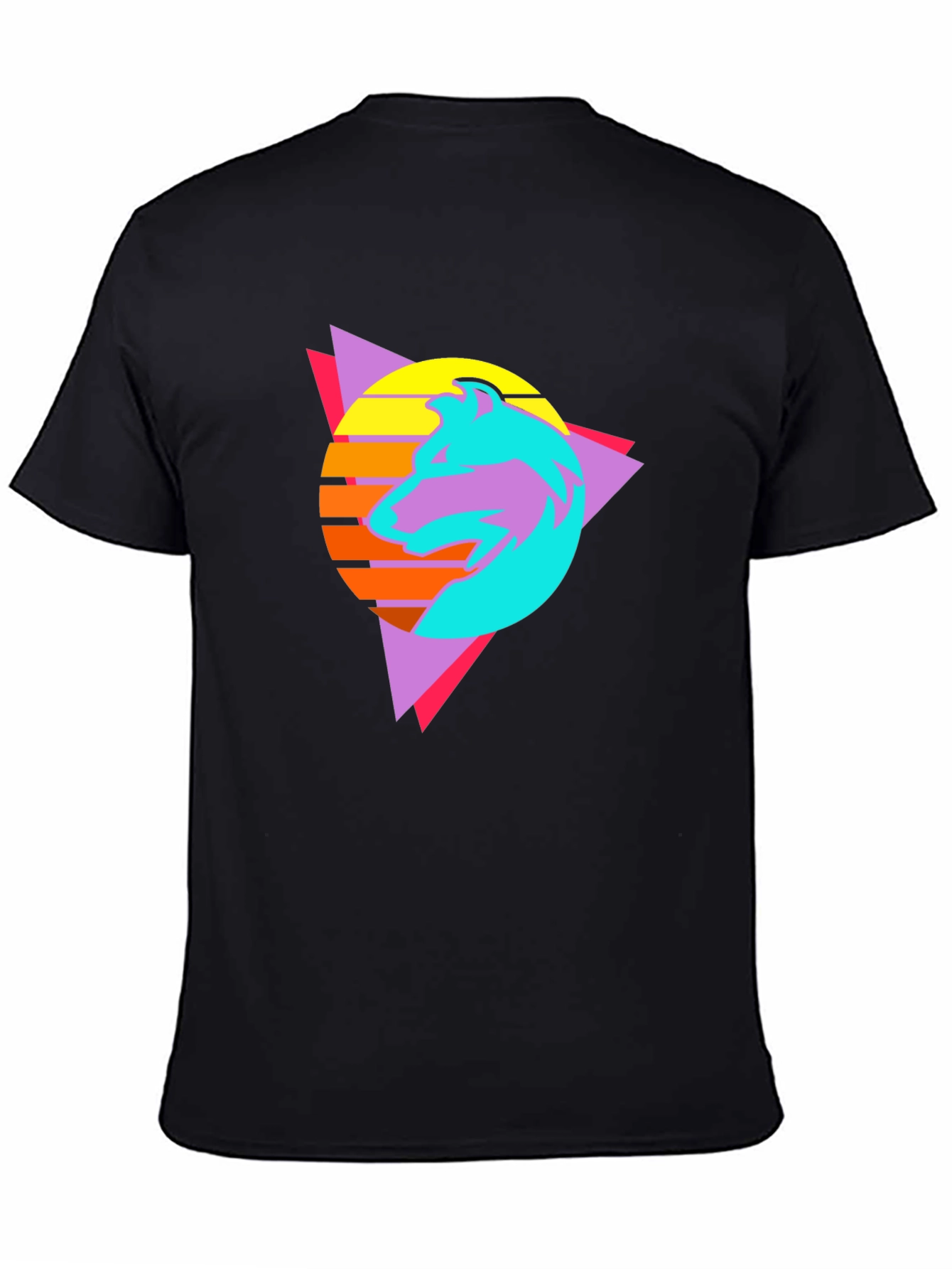 Black Retro Wolf Graphic Tee - Black T-Shirt view 4