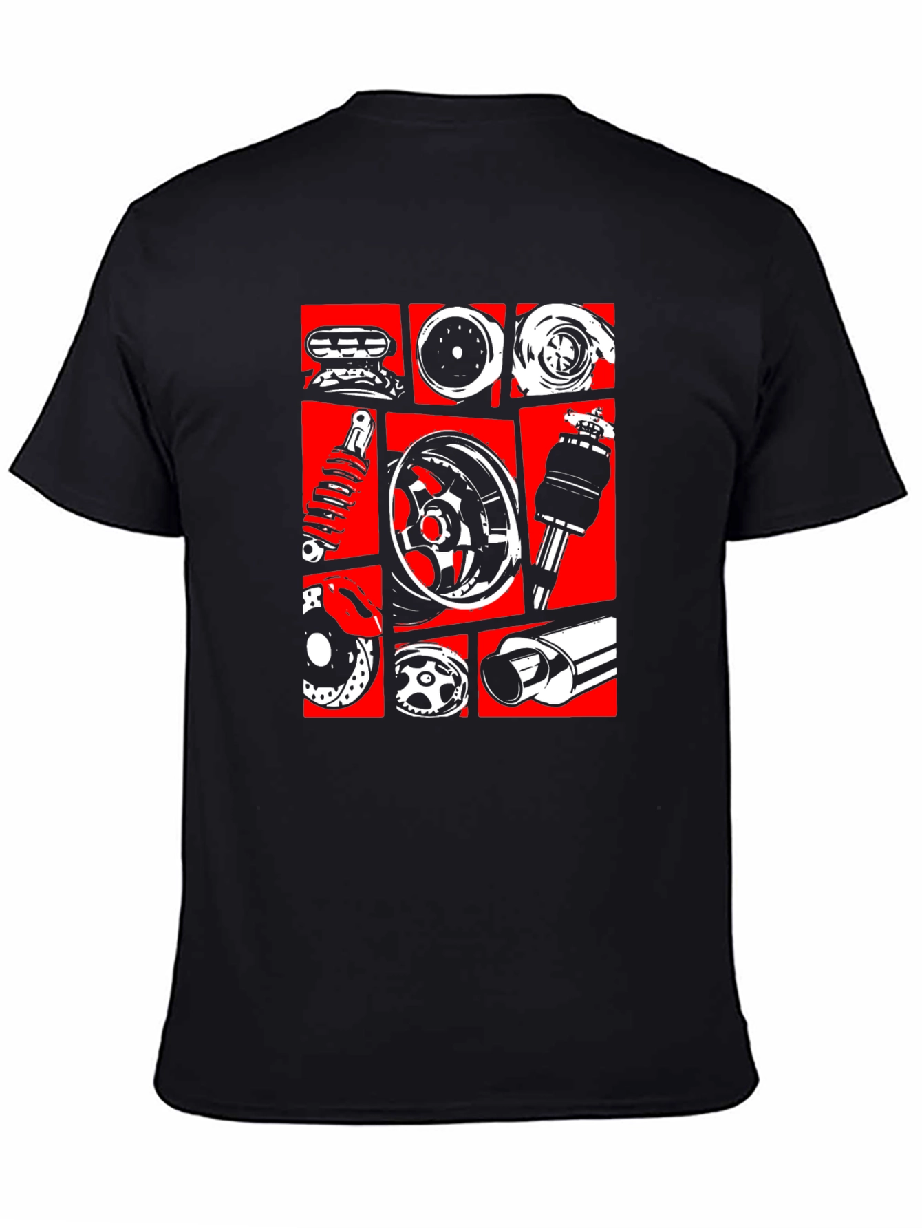 Black Car Parts Graphic Tee - Black view 4