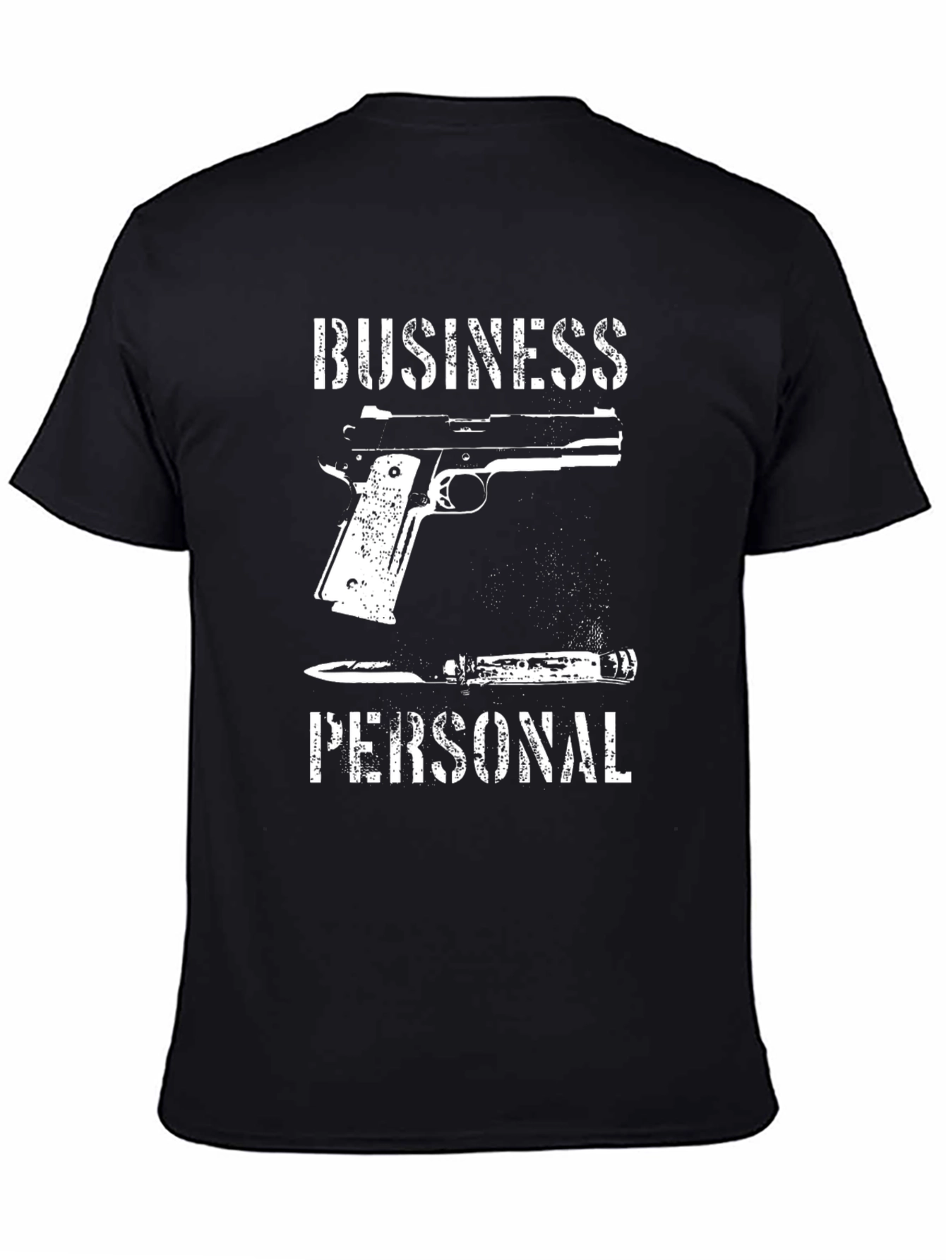 Black Business or Personal T-Shirt: Gun & Knife Graphic Tee view 4