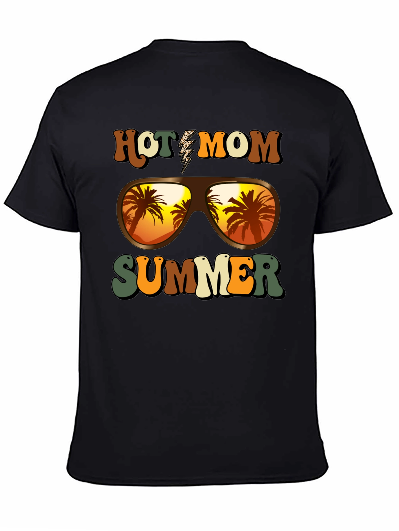 Black Hot Mom Summer T-Shirt - Tropical Vibes view 4