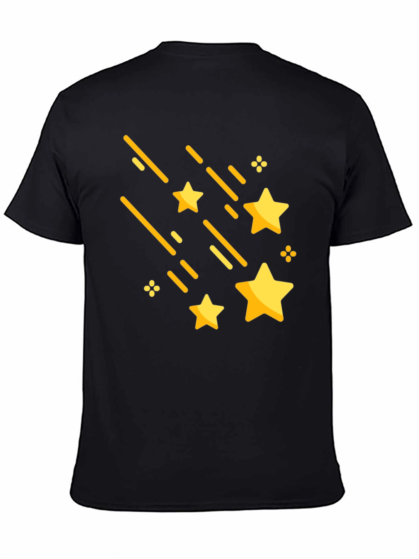 Black Shooting Stars Graphic Tee - Stylish Black Cotton T-Shirt view 4