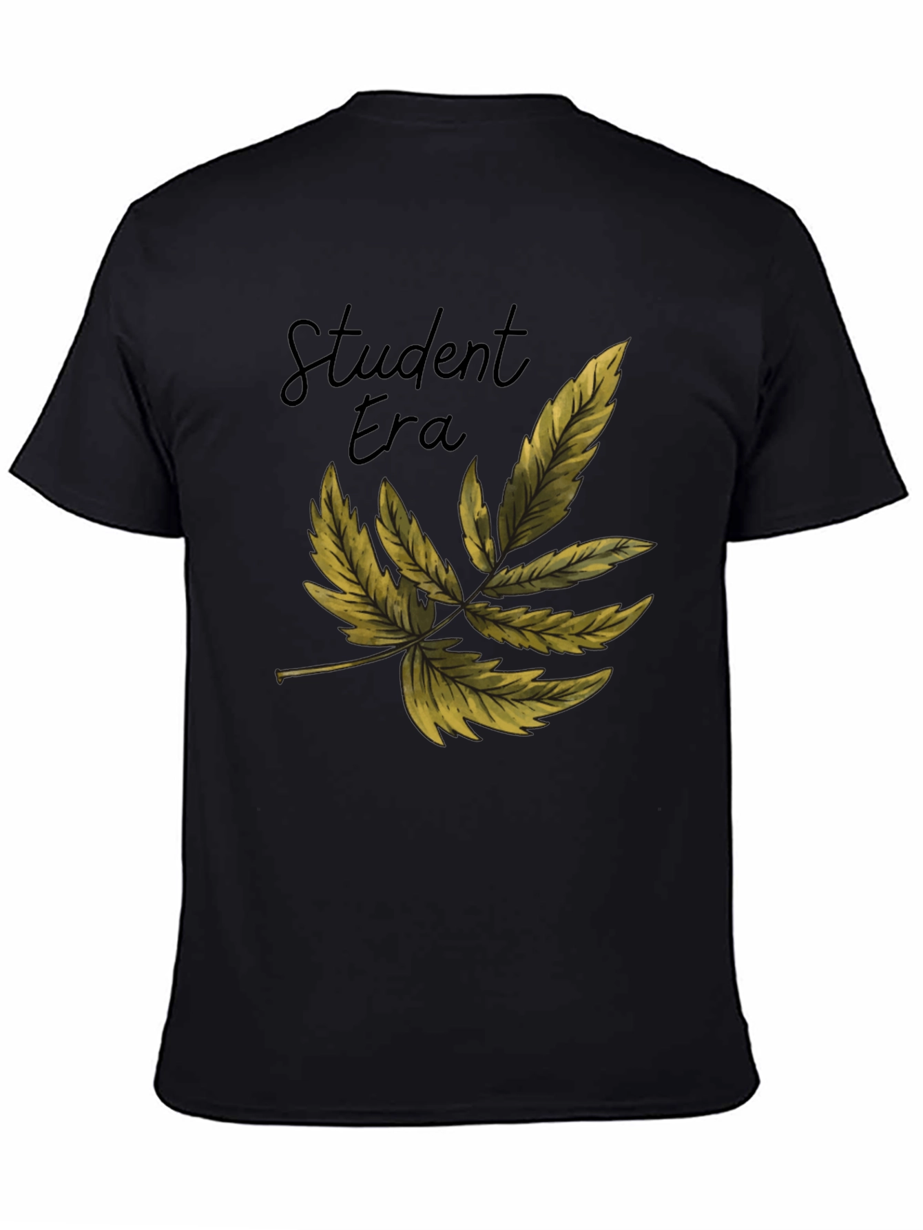Black Student Era Leaf Graphic Black T-Shirt view 4