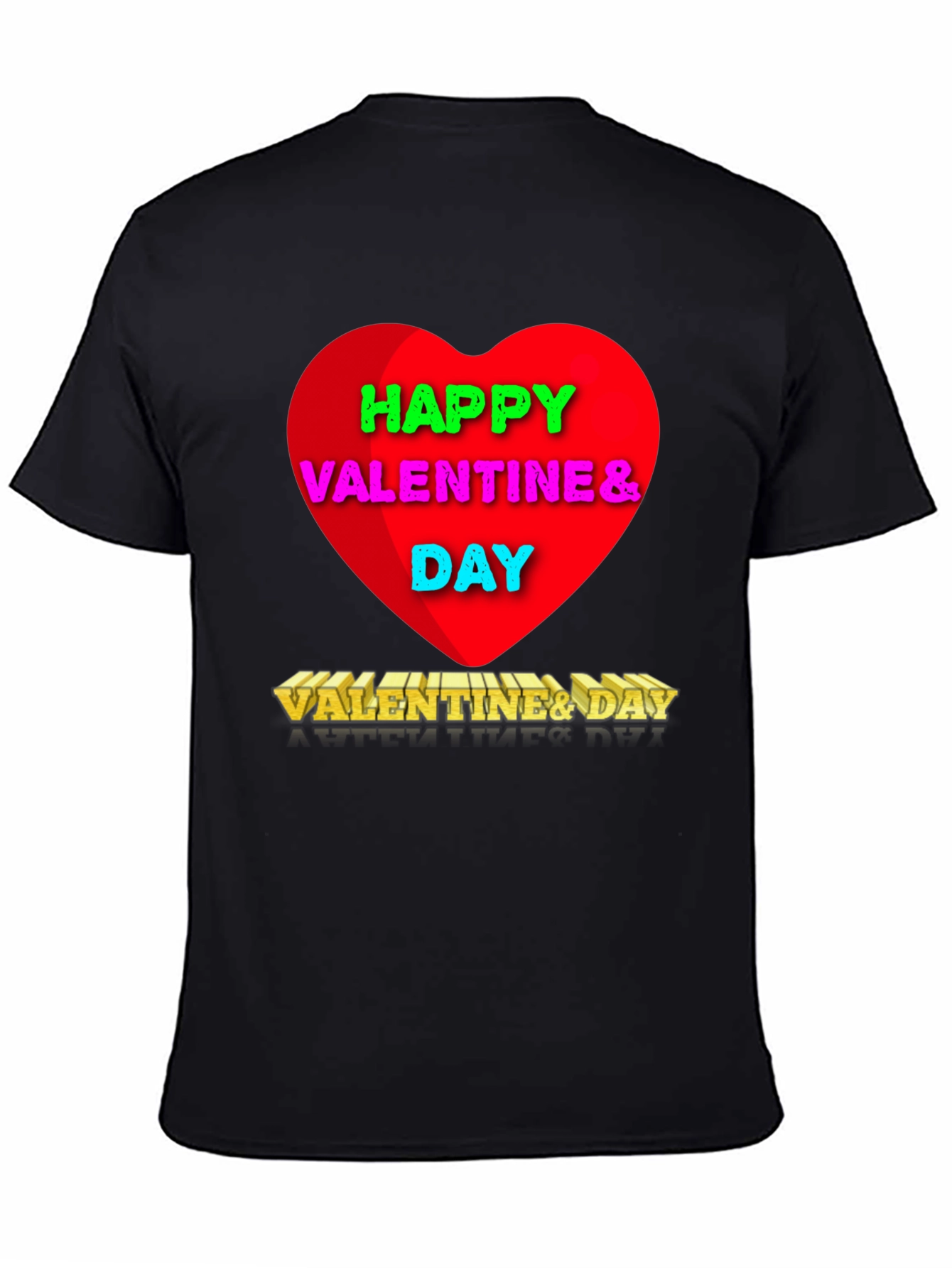 Black Happy Valentine's Day Graphic T-Shirt view 4