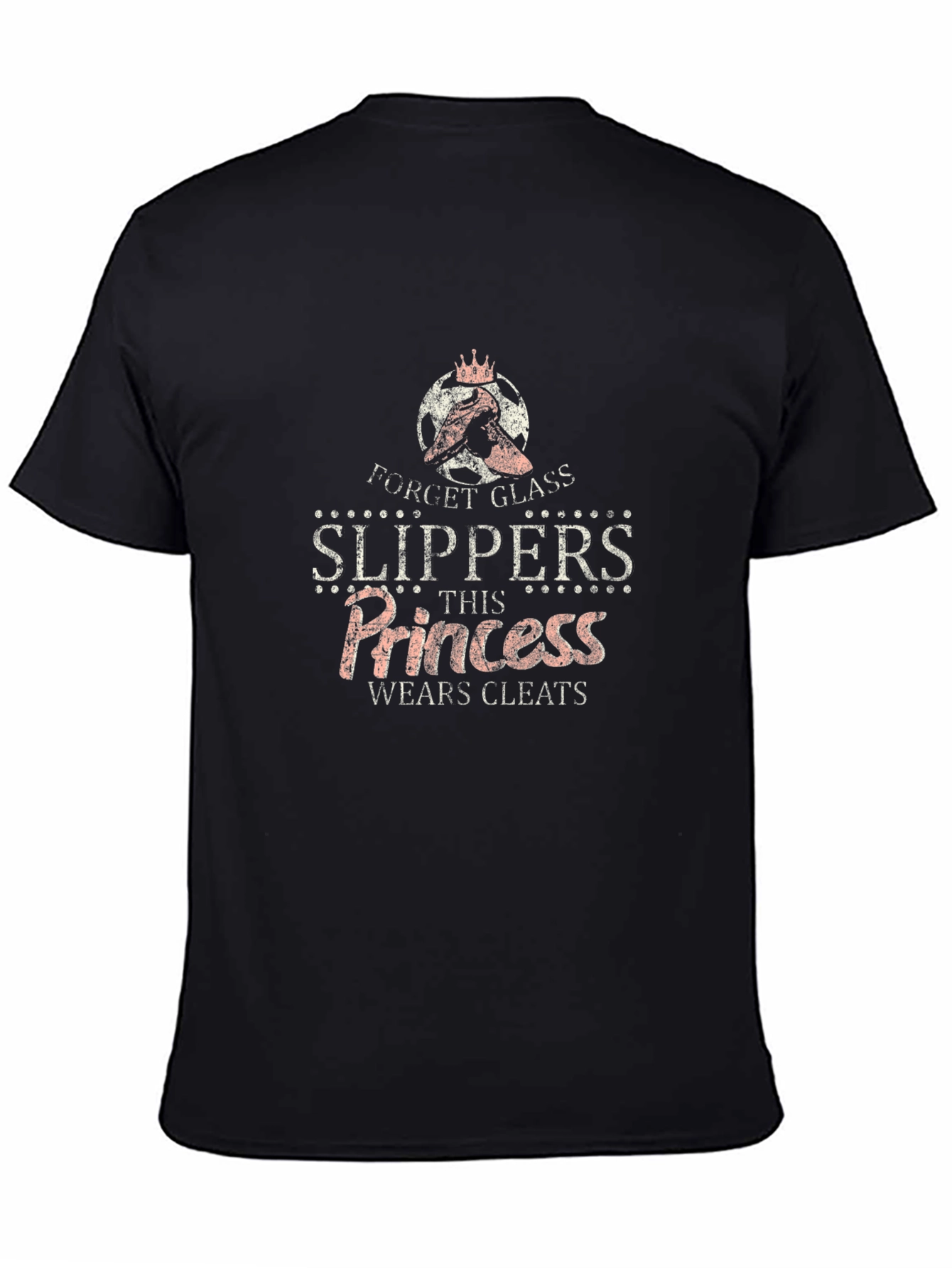 Black Princess Wears Cleats Black T-Shirt view 4