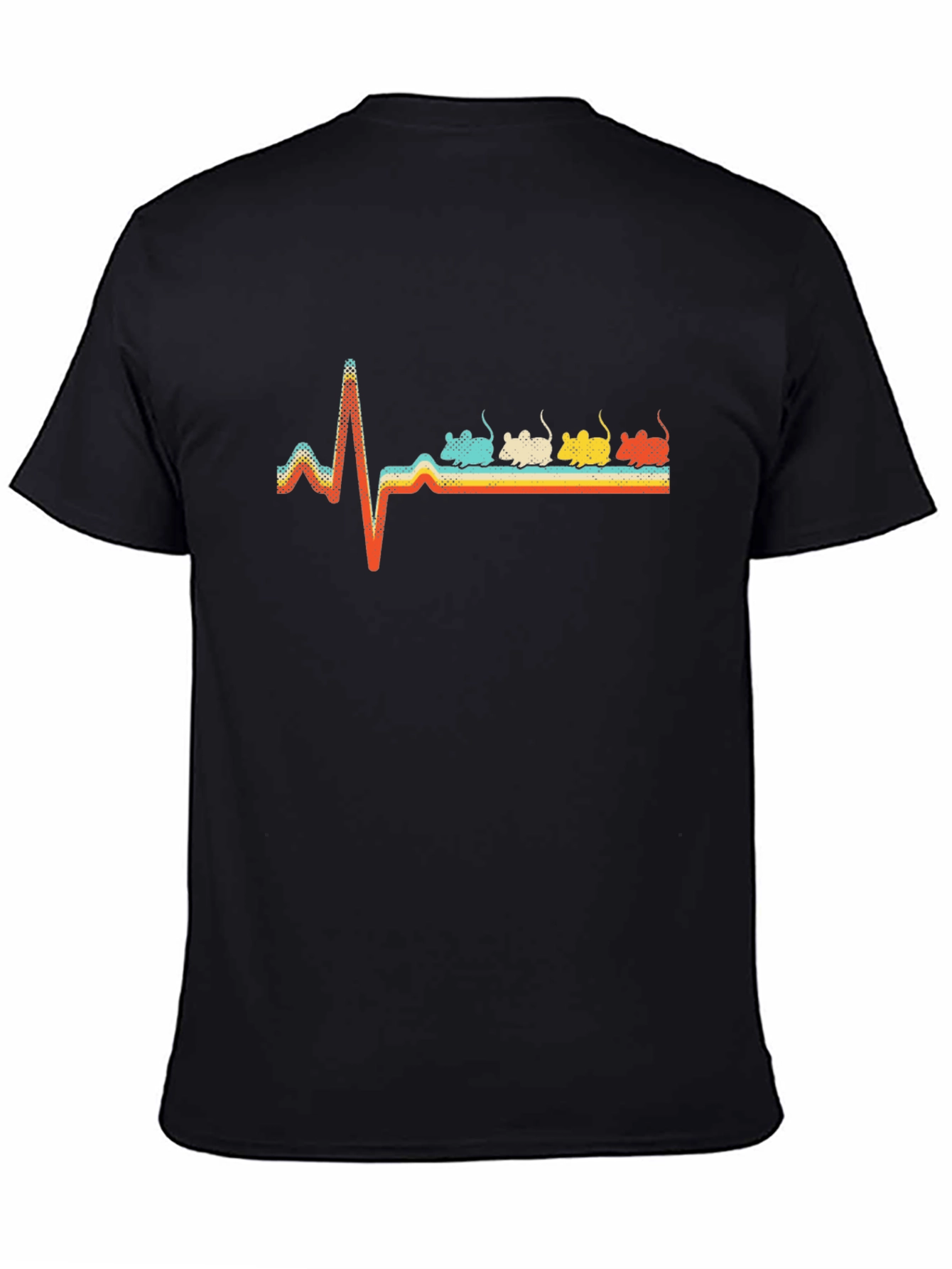 Black Retro Mouse Heartbeat T-Shirt view 4