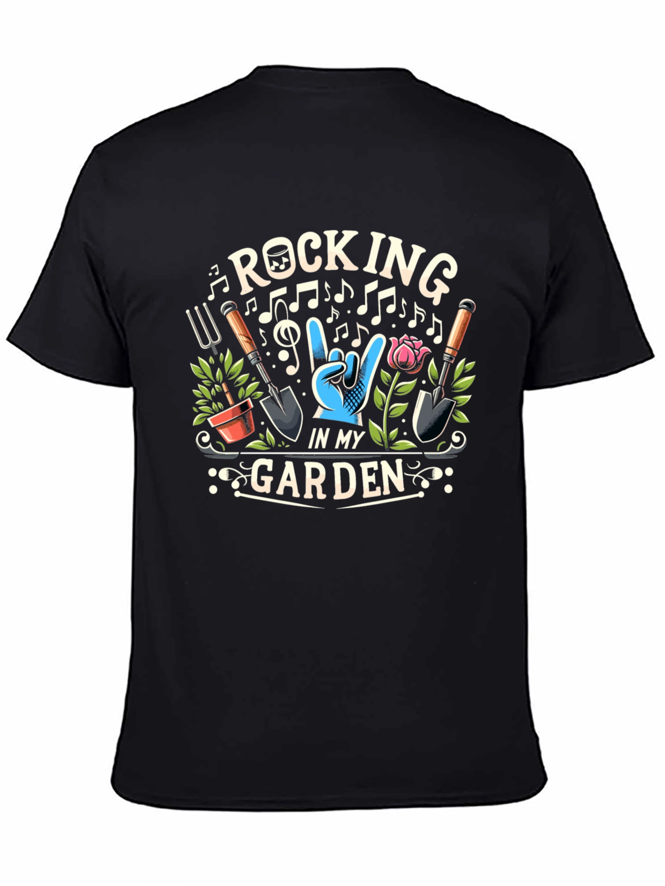 Black Rocking in My Garden T-Shirt view 4