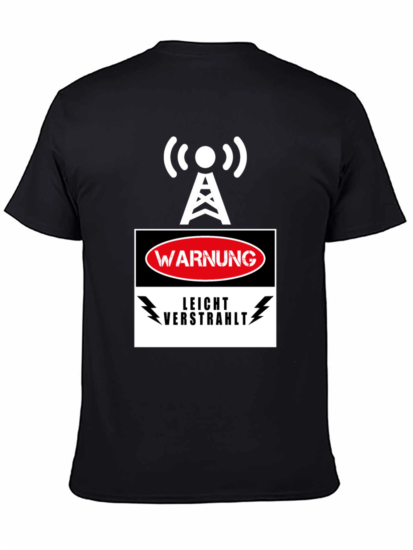 Black Warning Slightly Irradiated Men's Black T-Shirt view 4